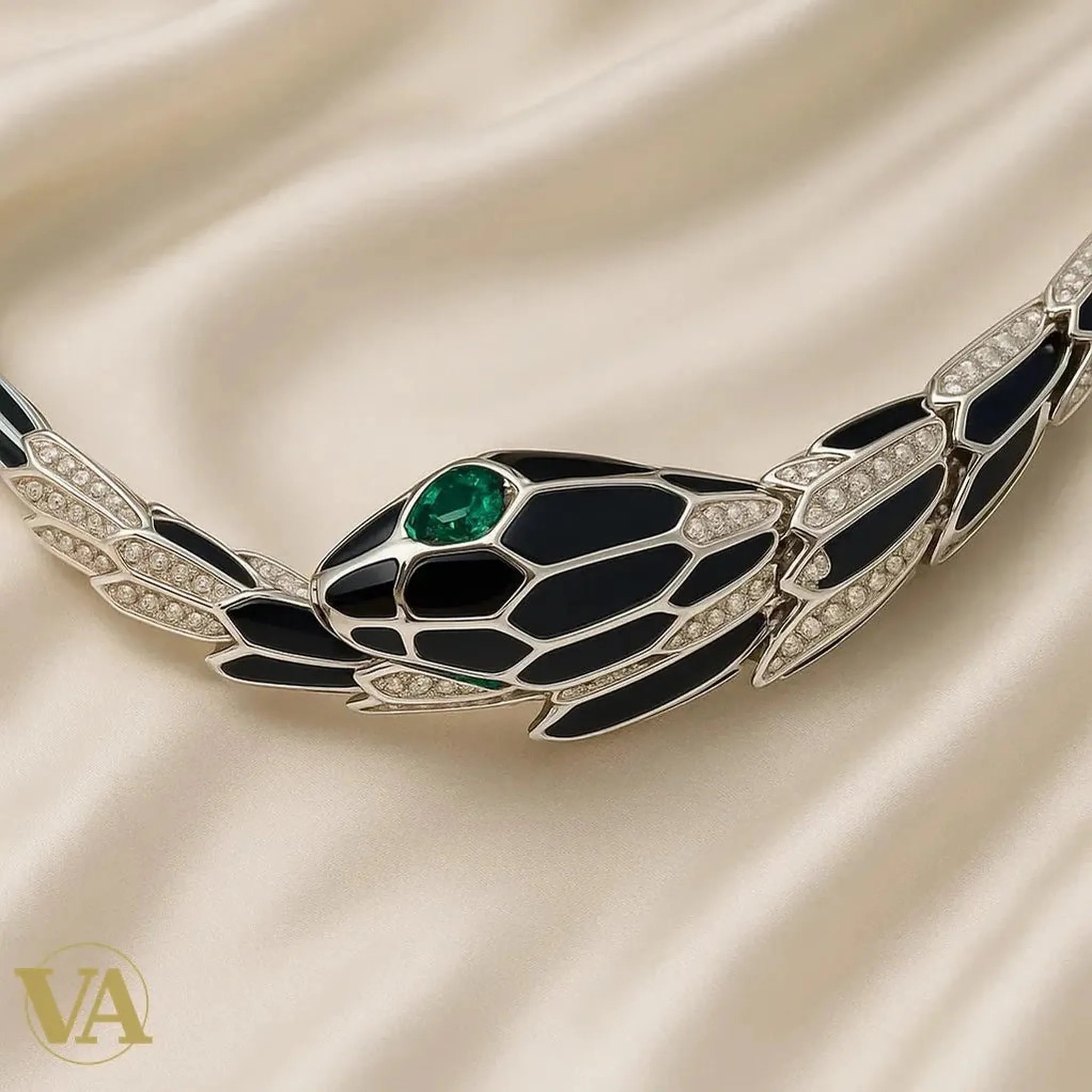 Bracelet femme argent 925 onyx noir et zircons verts