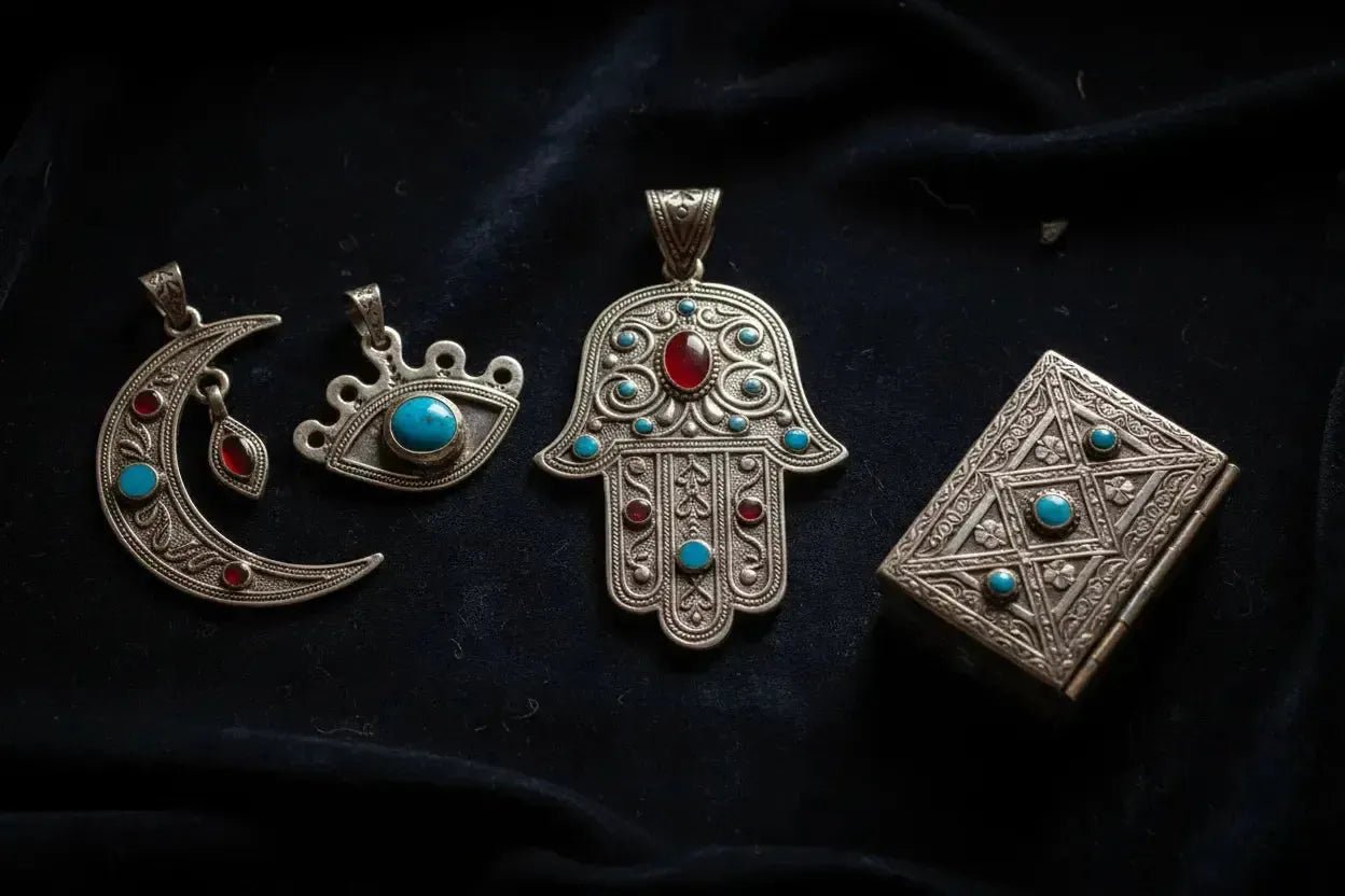 Amulettes et Talismans Berbères : Khamsa, Croissant et Argent 925-Vindicta : Bijoux Argent 925 Massif, Luxe et Héritage