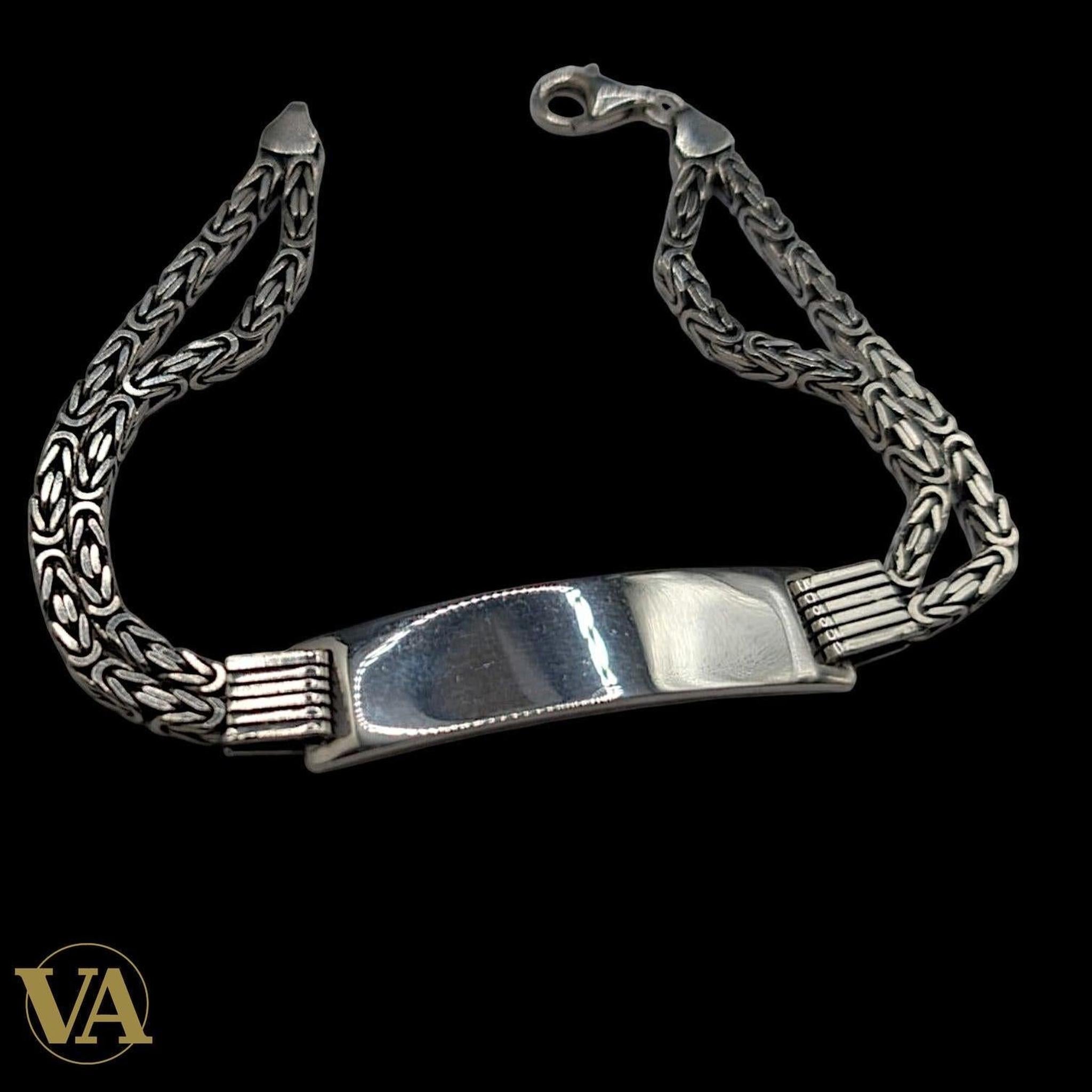Bracelet identité homme argent 925 maille royale