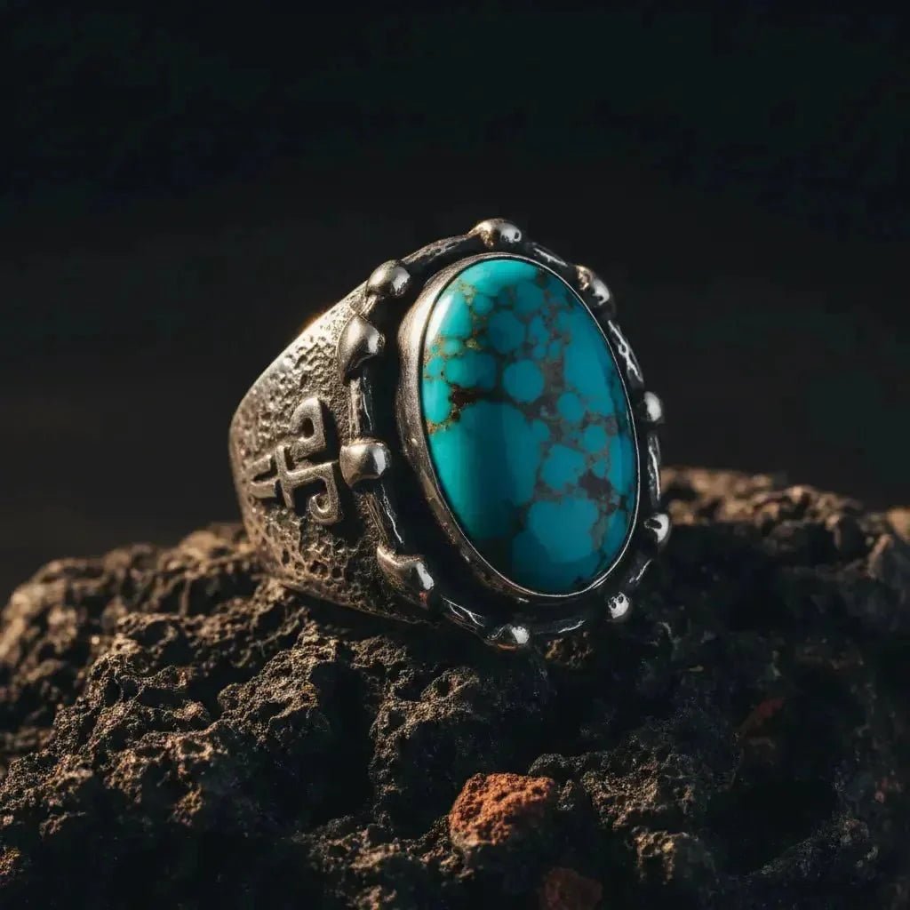 Bague Homme Turquoise Argent 925 : Pierre des Sultans et Élégance Orientale - Vindicta : Bijoux Argent 925 Massif, Luxe et Héritage