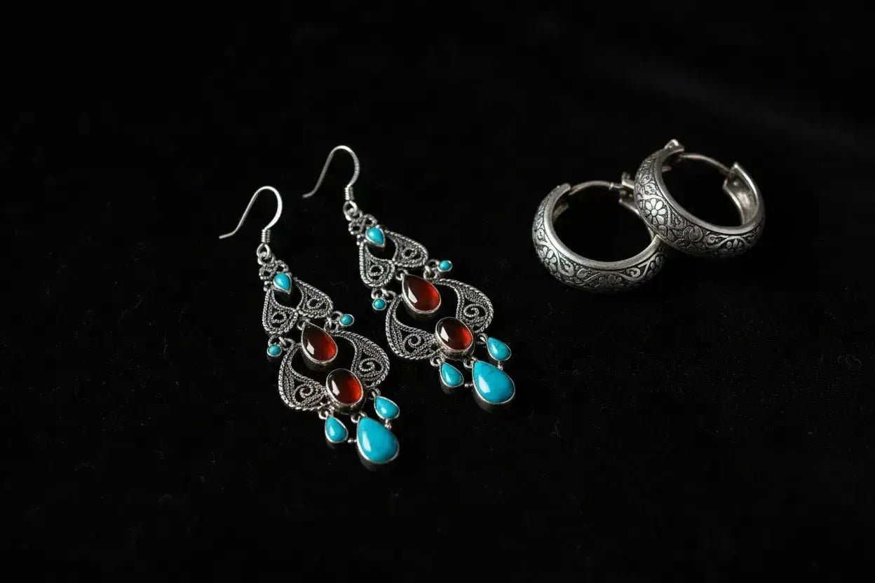 Boucles d'Oreilles Orientales Argent 925 : Codes et Inspirations-Vindicta : Bijoux Argent 925 Massif, Luxe et Héritage