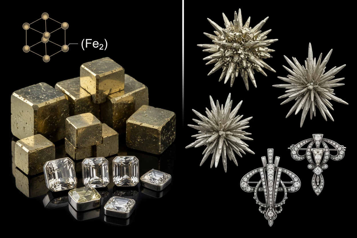 Marcassite vs pyrite - différences, propriétés et utilisation en bijouterie