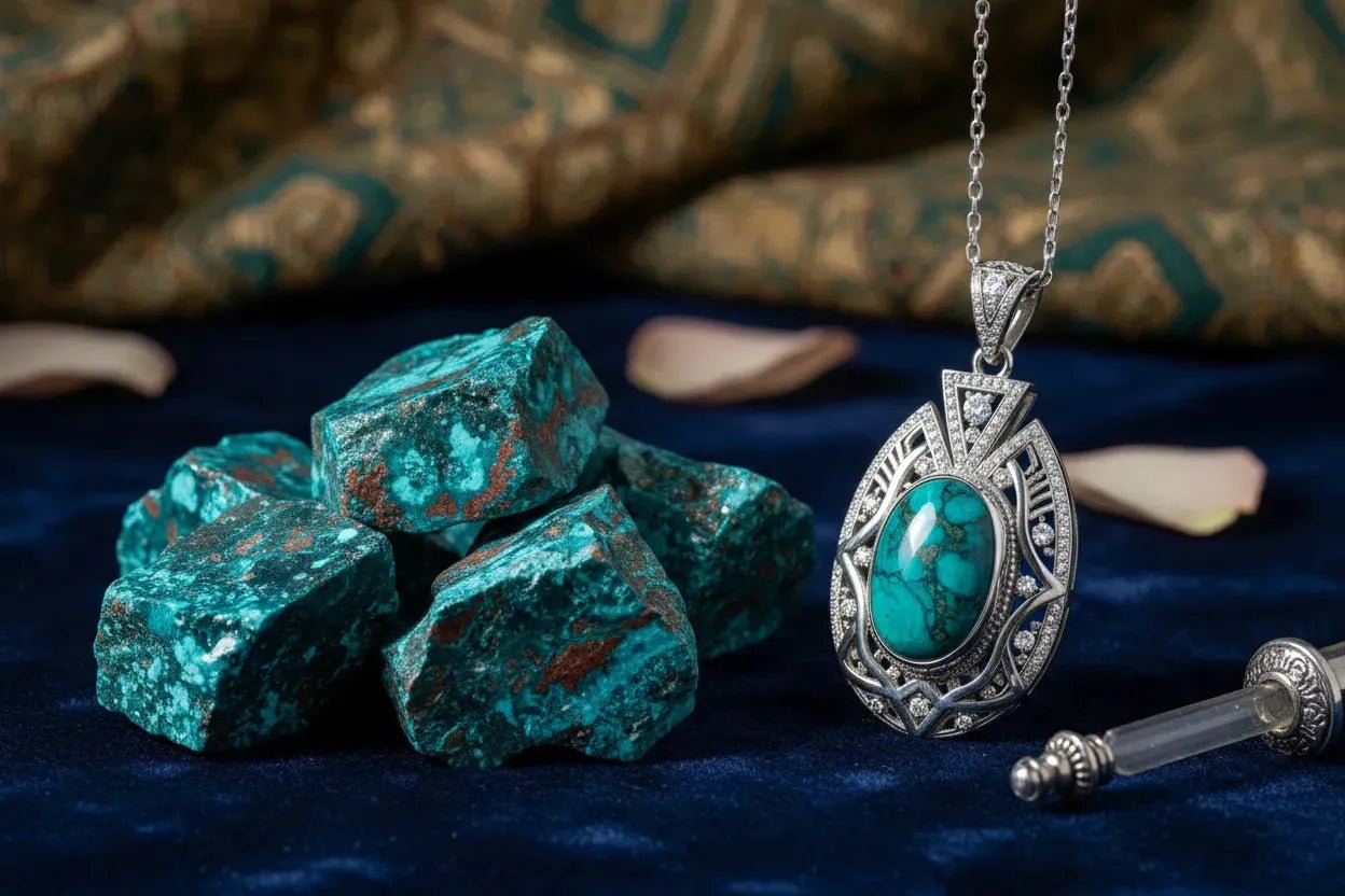 Chrysocolle : Bleu Profond et Puissance Féminine en Argent 925-Vindicta : Bijoux Argent 925 Massif, Luxe et Héritage