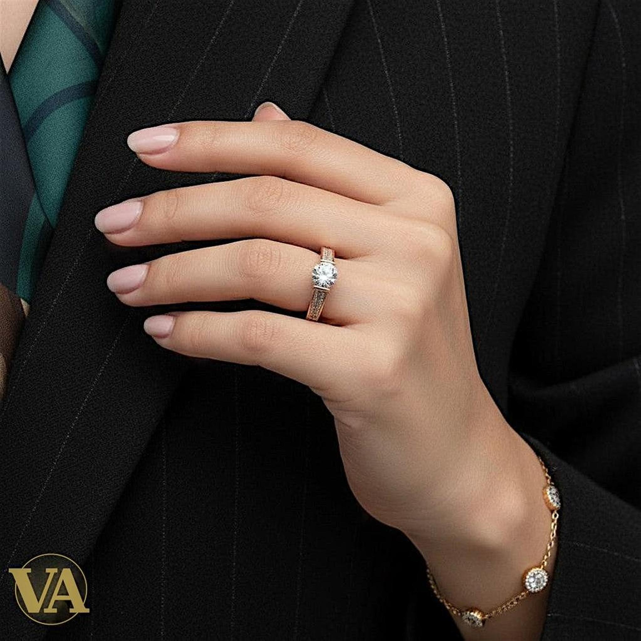 Bague Femme Argent 925 Plaqué Or Rose – Solitaire Zirconium Élégant | Bijoux Vindicta