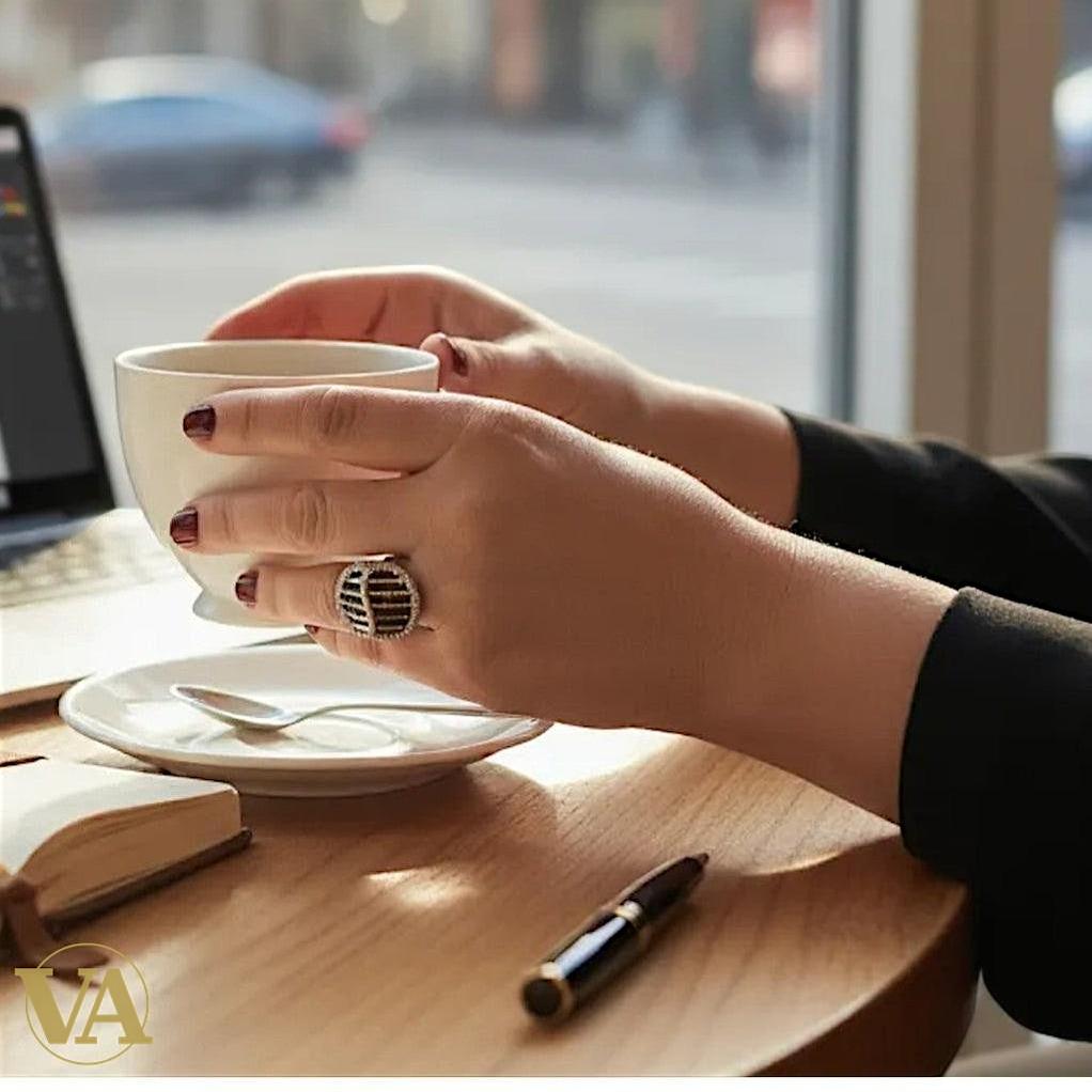 Bague Femme Argent 925 – Design Infini Onyx Noir & Zircons