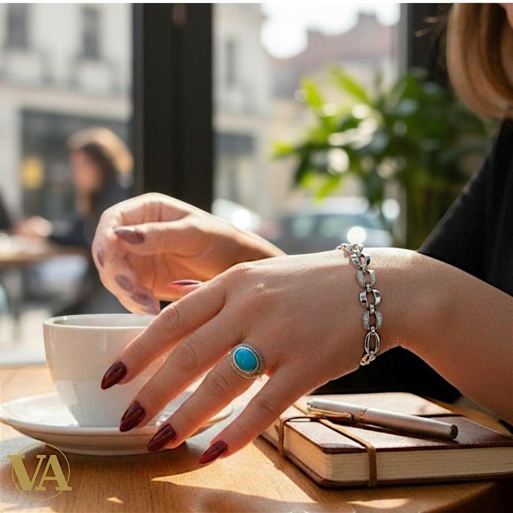 Bracelet maillons argent 925 pavés zircons