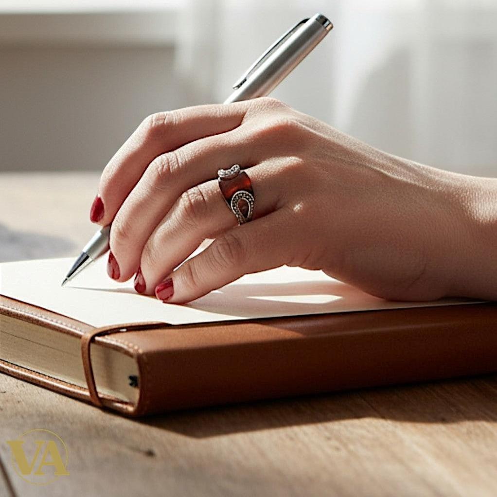 Bague Argent 925 Agate Orange & Marcassites