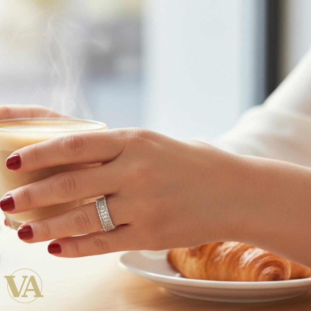 Bague Argent 925 Alliance Pavée Zircons