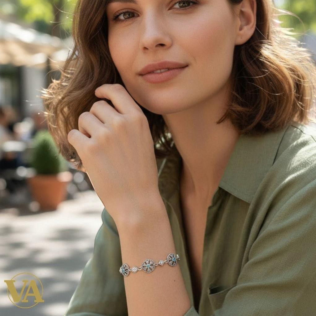 Bracelet Femme en argent 925 et marcassite | Bijoux Vindicta