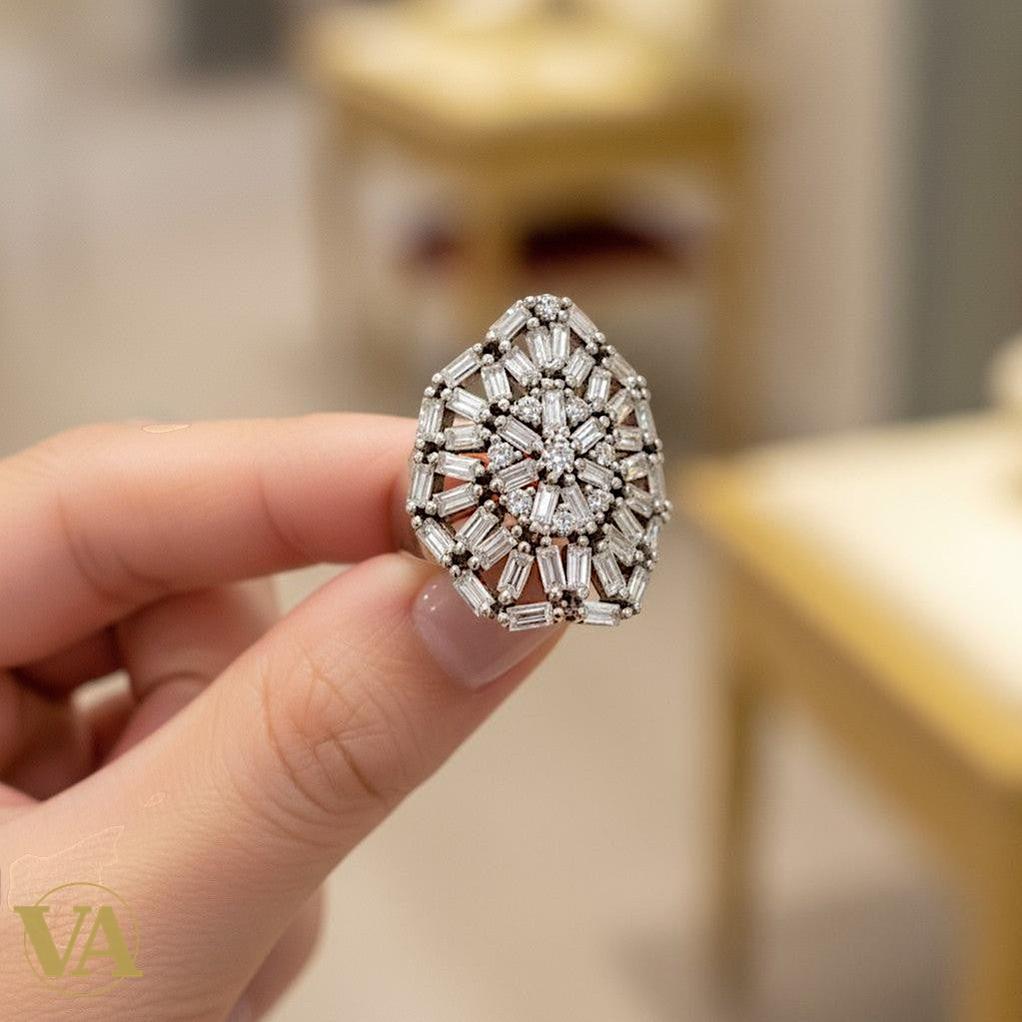 Bague Femme Argent 925 Pavée de Zirconiums – Design Joaillerie Étincelant | Bijoux Vindicta
