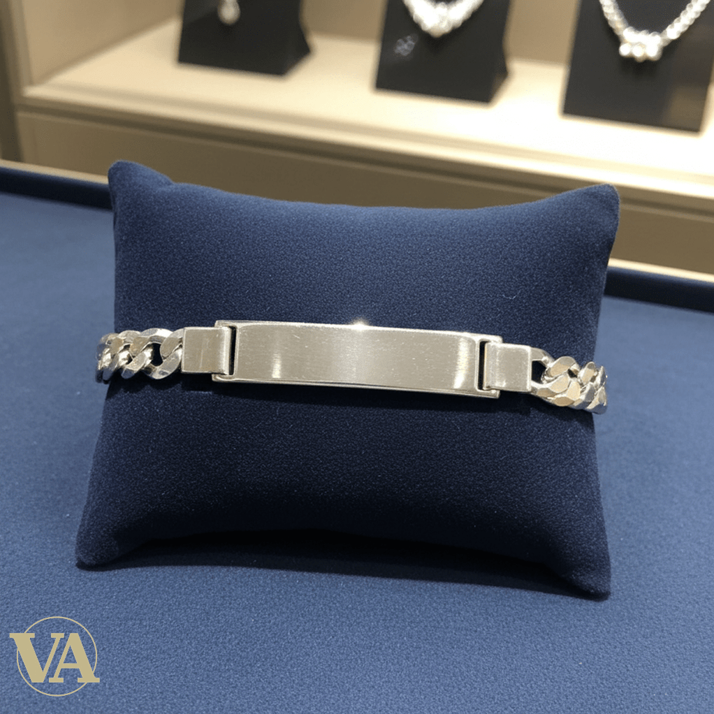 Bracelet Homme Argent 925 – Gourmette & Plaque Fine 38 mm - Argent 925 - Vindicta