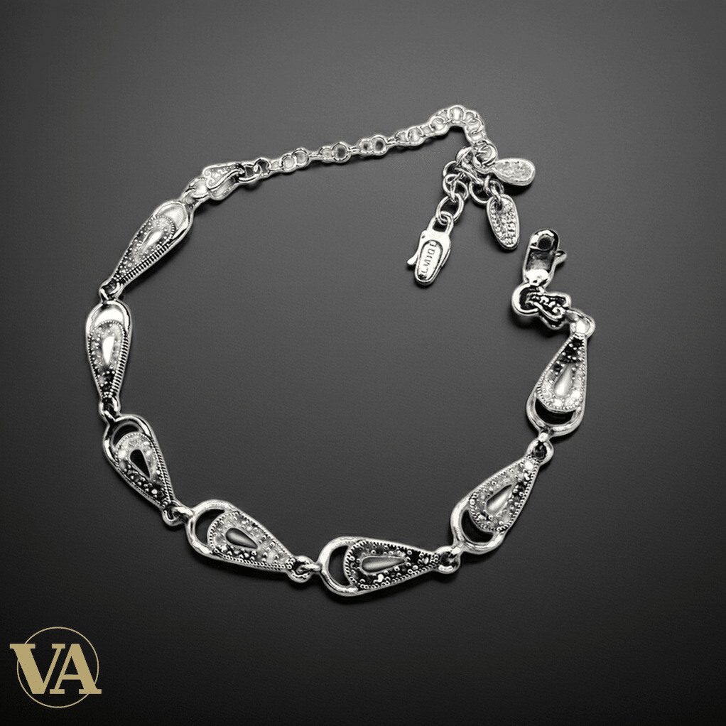 Bracelet Femme Argent 925 – Marcassite et Maillons Goutte - Argent 925 - Vindicta