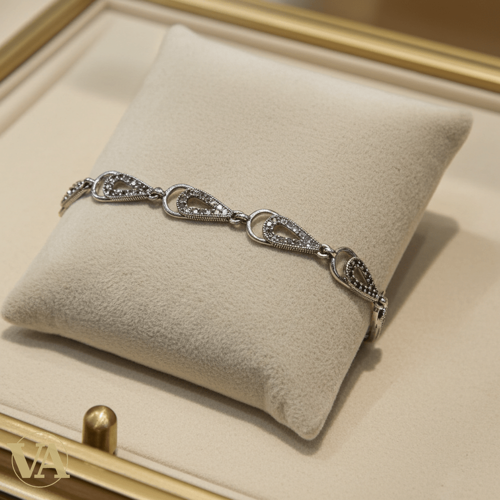 Bracelet Femme Argent 925 – Marcassite et Maillons Goutte - Argent 925 - Vindicta