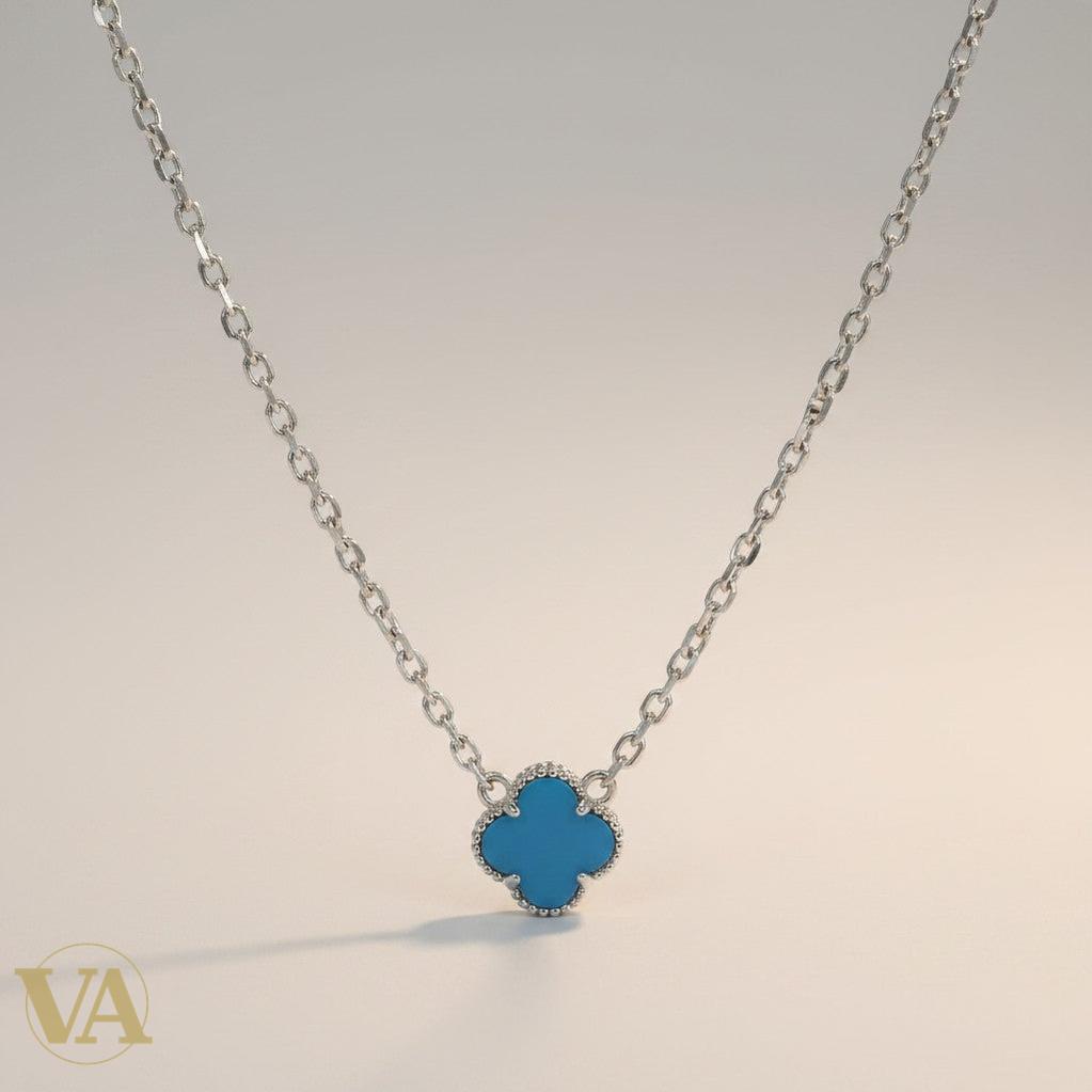 Collier Femme Turquoise Argent 925 — Pendentif Trèfle Pierre Naturelle-Vindicta : Bijoux Argent 925 Massif, Luxe et Héritage