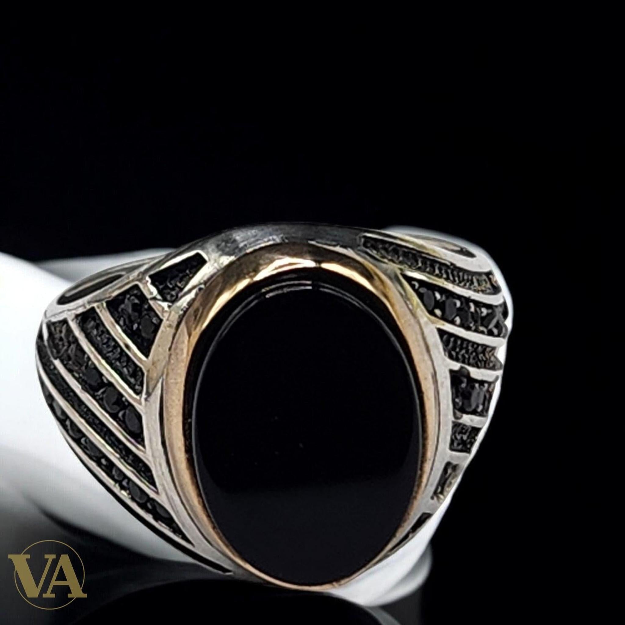 Bague homme argent 925 avec onyx noir - Argent 925 - Vindicta