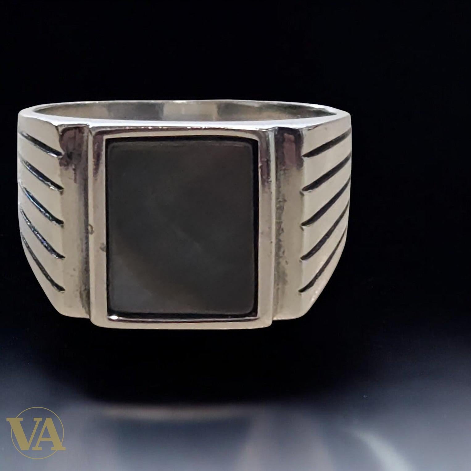 Bague Homme Argent 925 Nacre Grise – Style Moderne & Raffiné