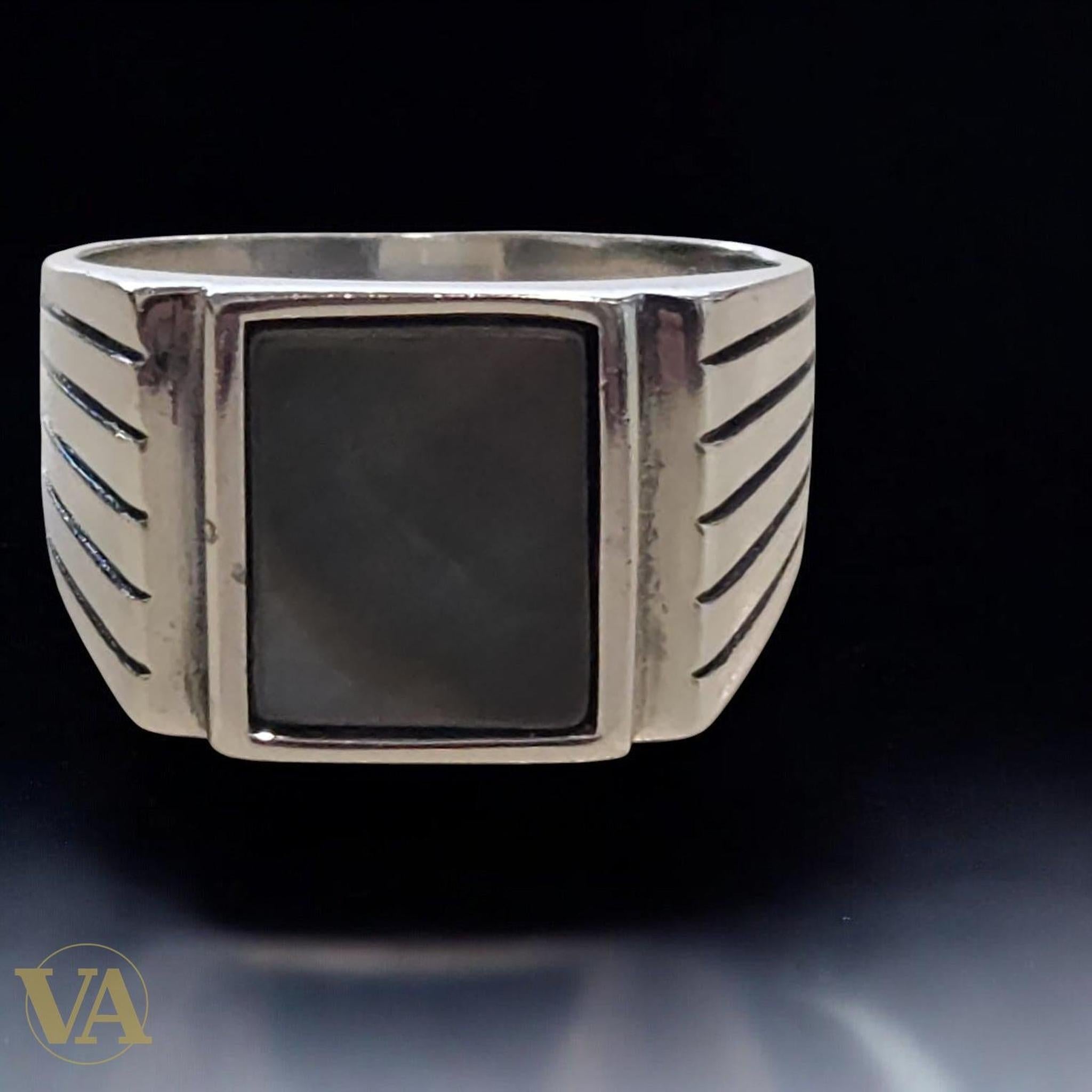 Bague Homme Argent 925 Nacre Grise – Style Moderne & Raffiné - Argent 925 - Vindicta