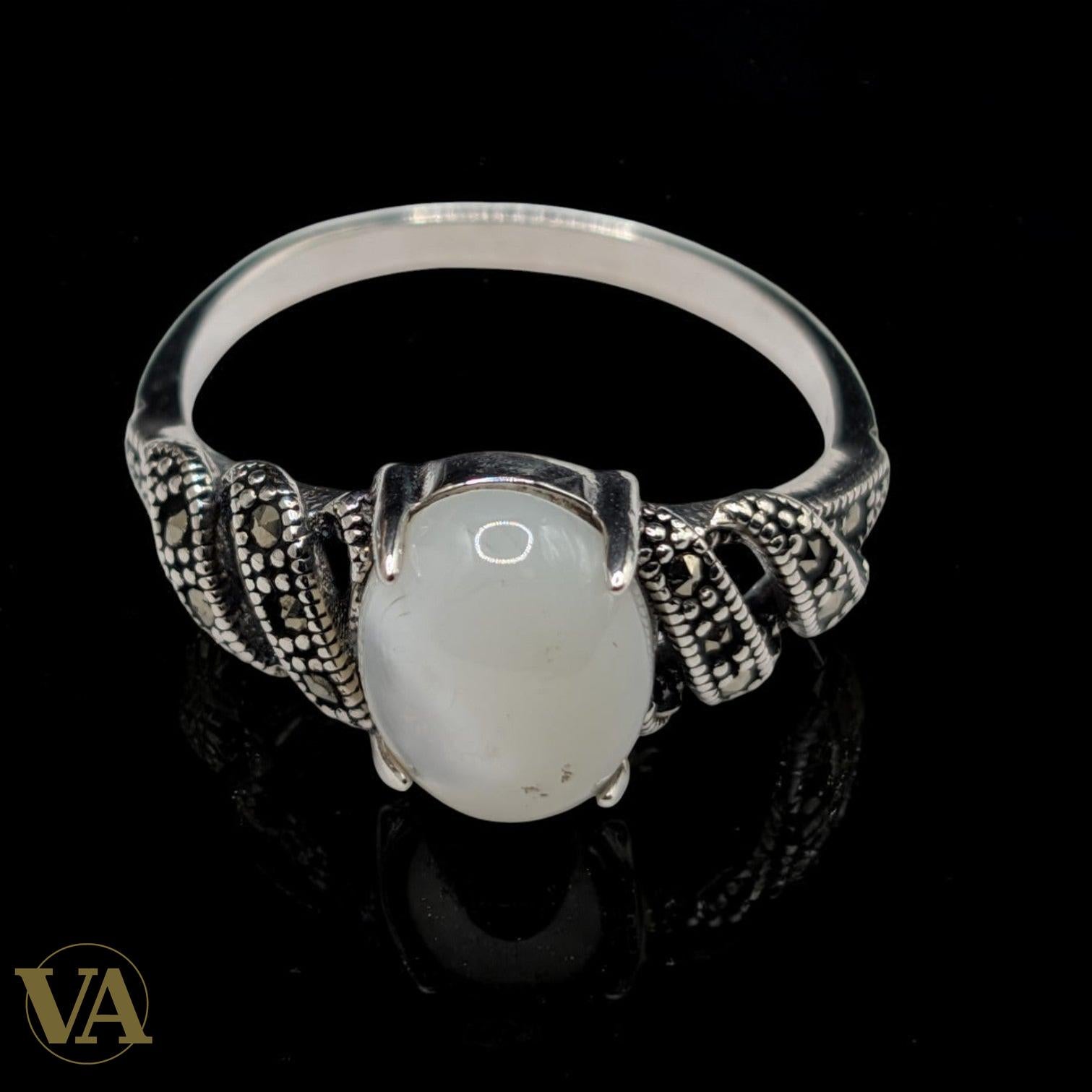 Bague femme Pierre de Lune & Marcassite