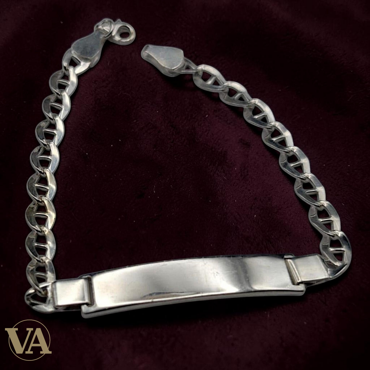 Bracelet Homme Argent 925 – Maille Fine & Plaque 38 mm