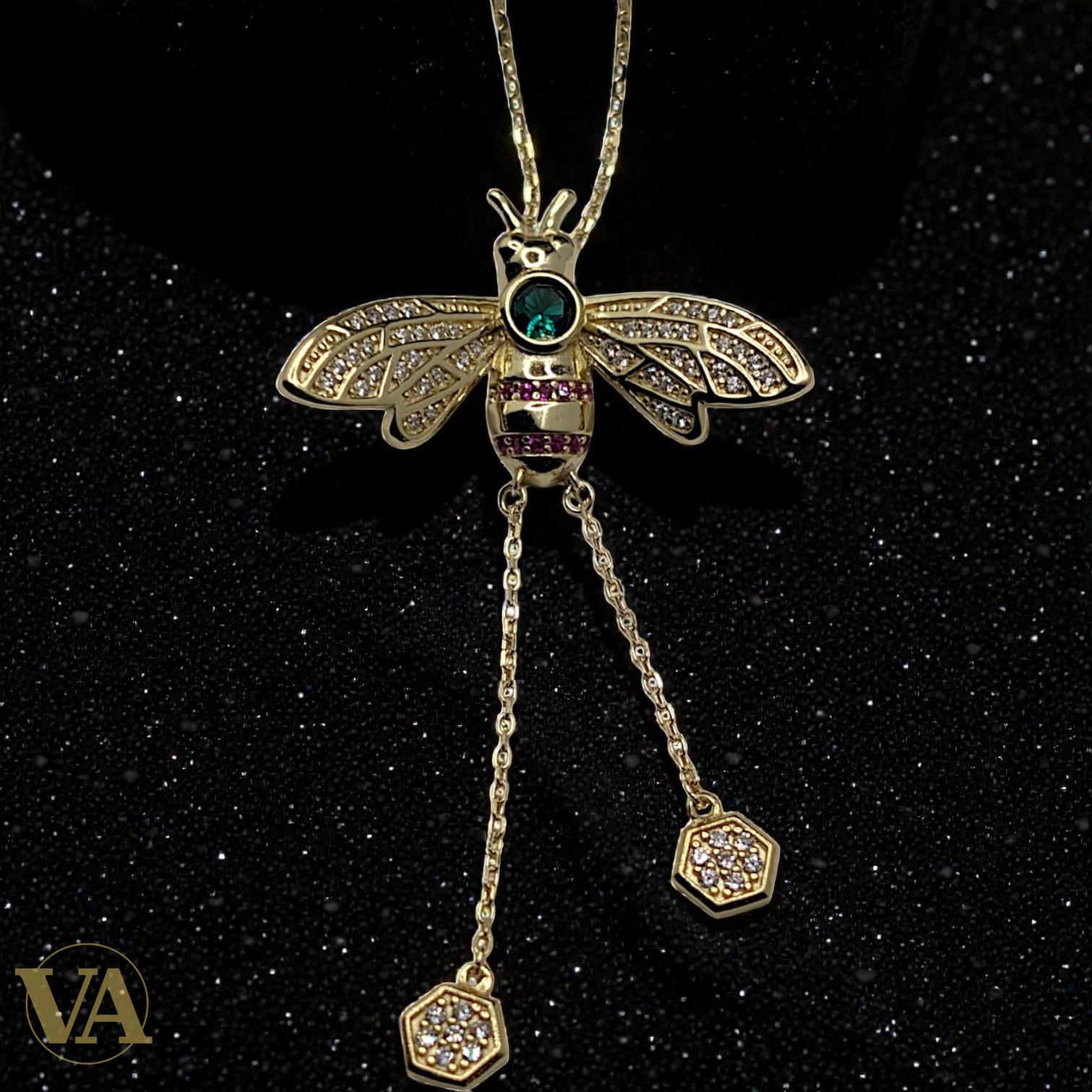 Collier Femme Abeille Vermeil — Pendentif Argent Plaqué Or 18K | Bijoux Vindicta