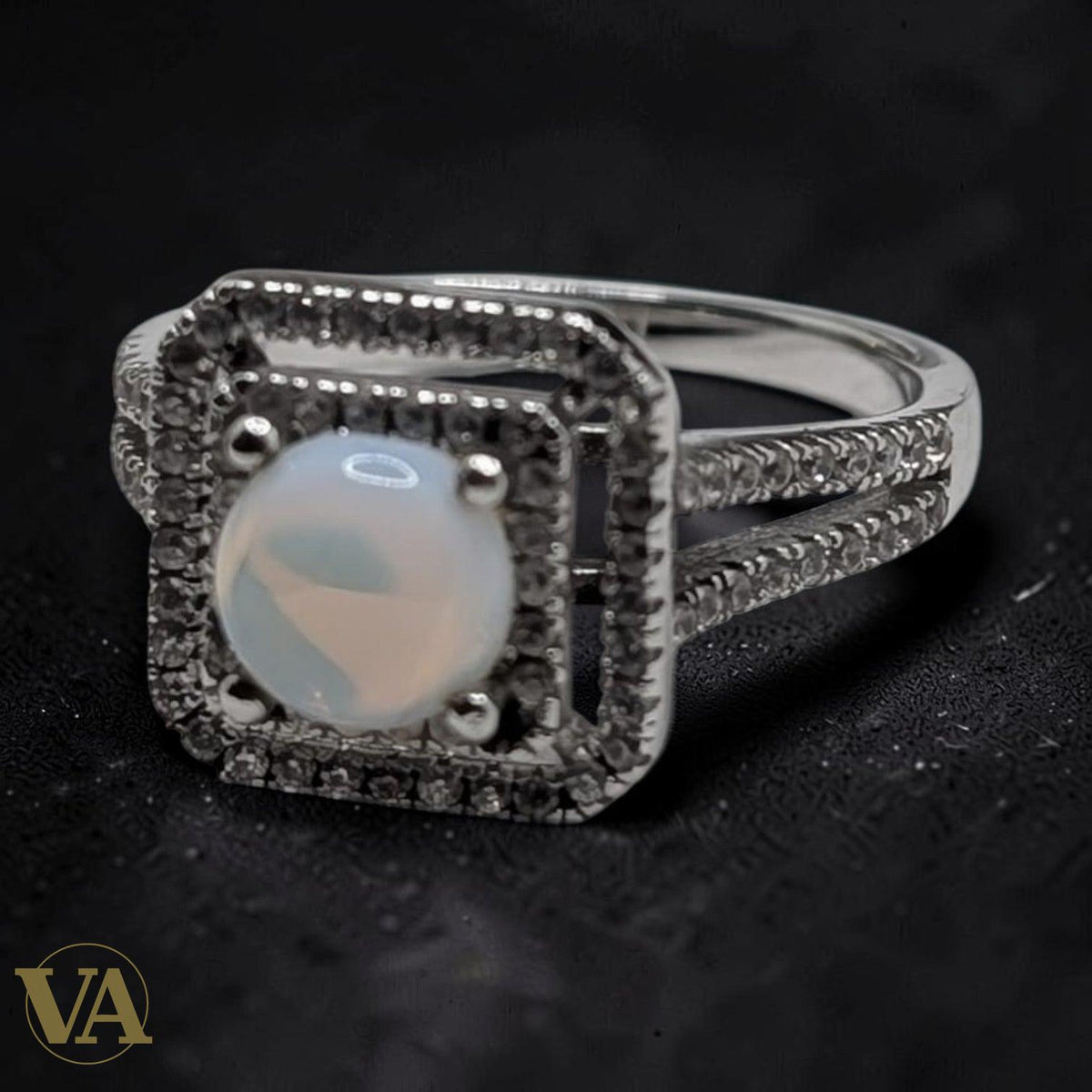 Bague Femme Argent 925 Opale Double Halo Zircons - Argent 925 - Vindicta