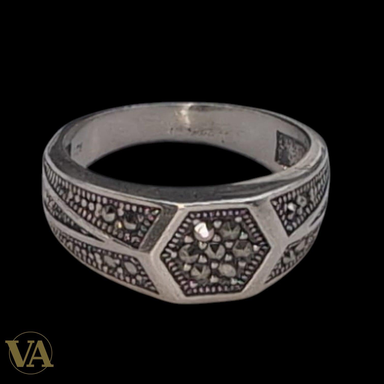 Bague Homme Argent 925 Marcassites – Motifs Géométriques