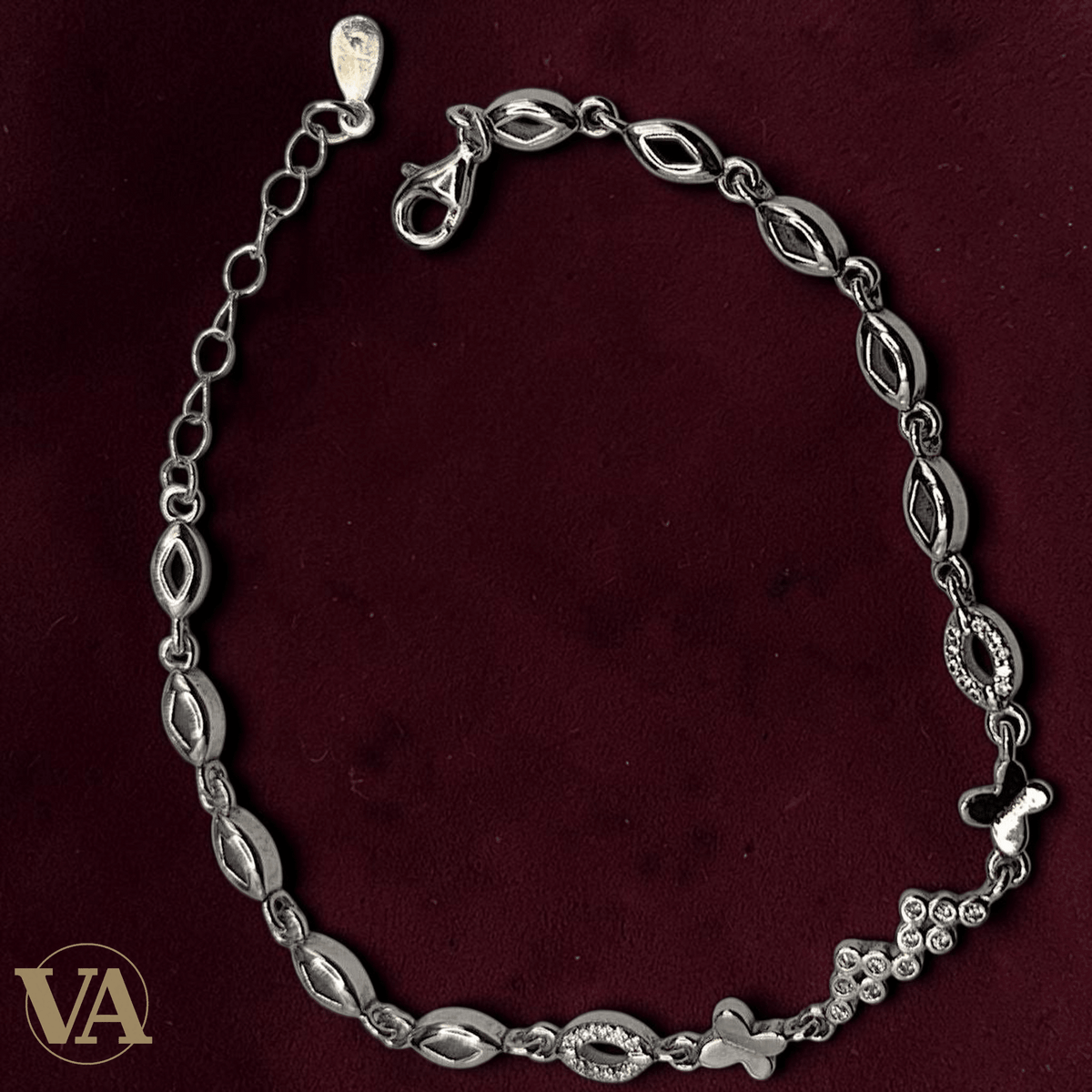 Bracelet argent 925 femme motifs navette oxydes zirconium - Argent 925 - Vindicta