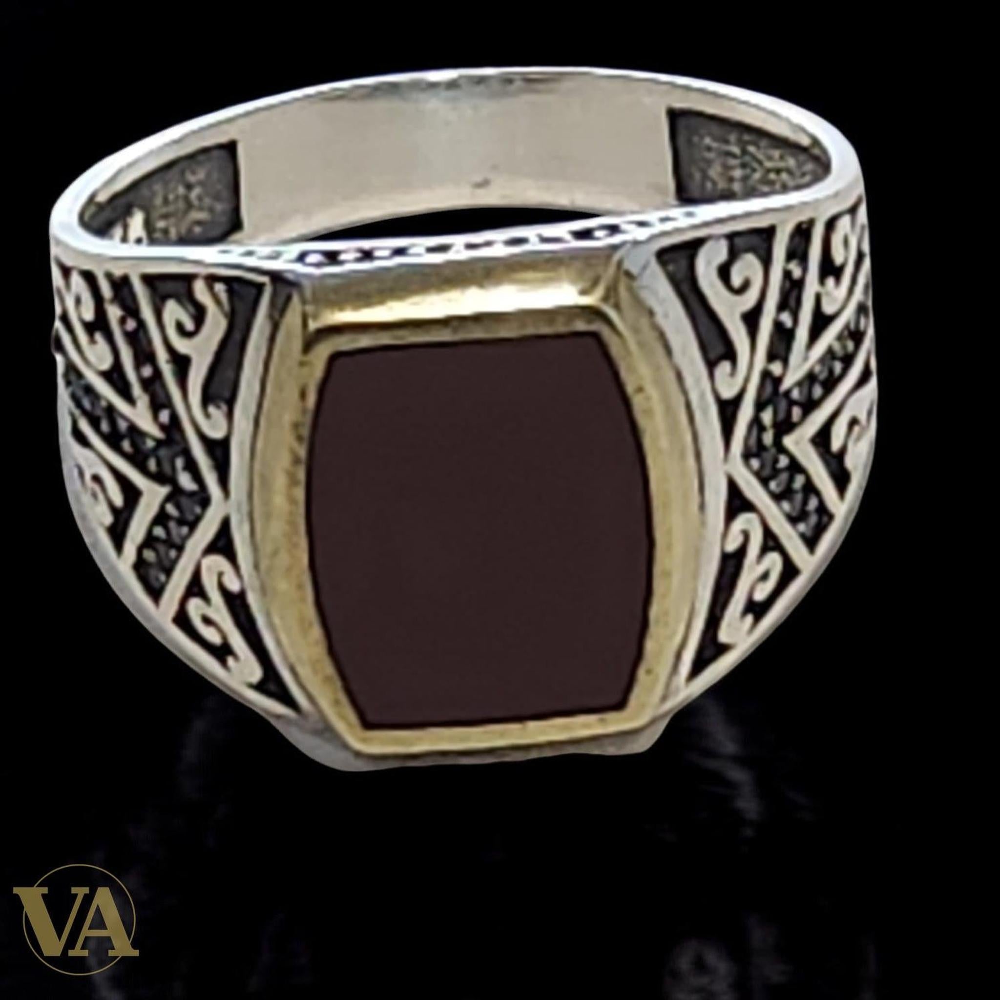 Bague Homme Argent 925 Cornaline – Authentique & Élégante - Argent 925 - Vindicta