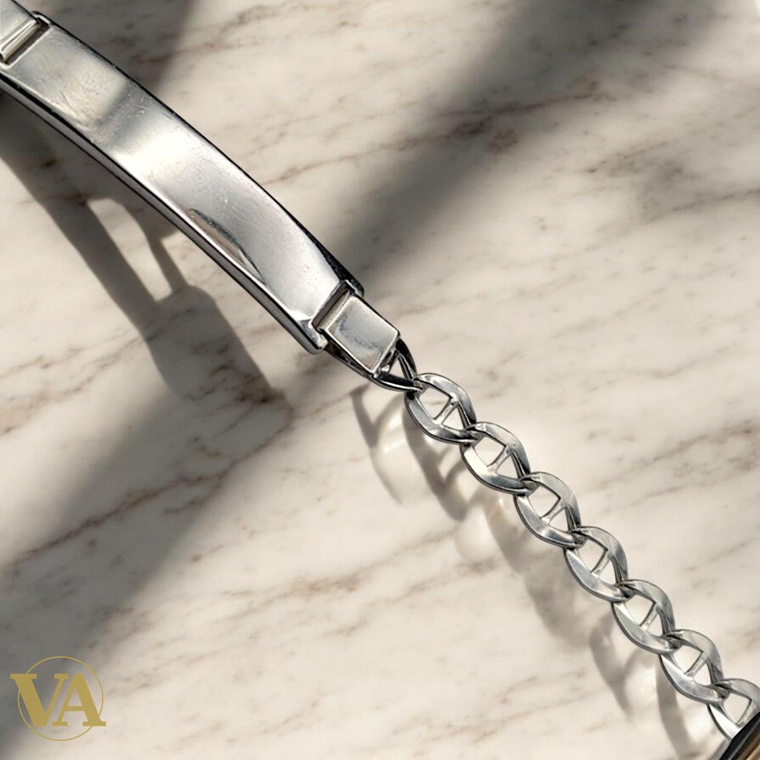 Bracelet Homme Argent 925 – Maille Fine & Plaque 38 mm