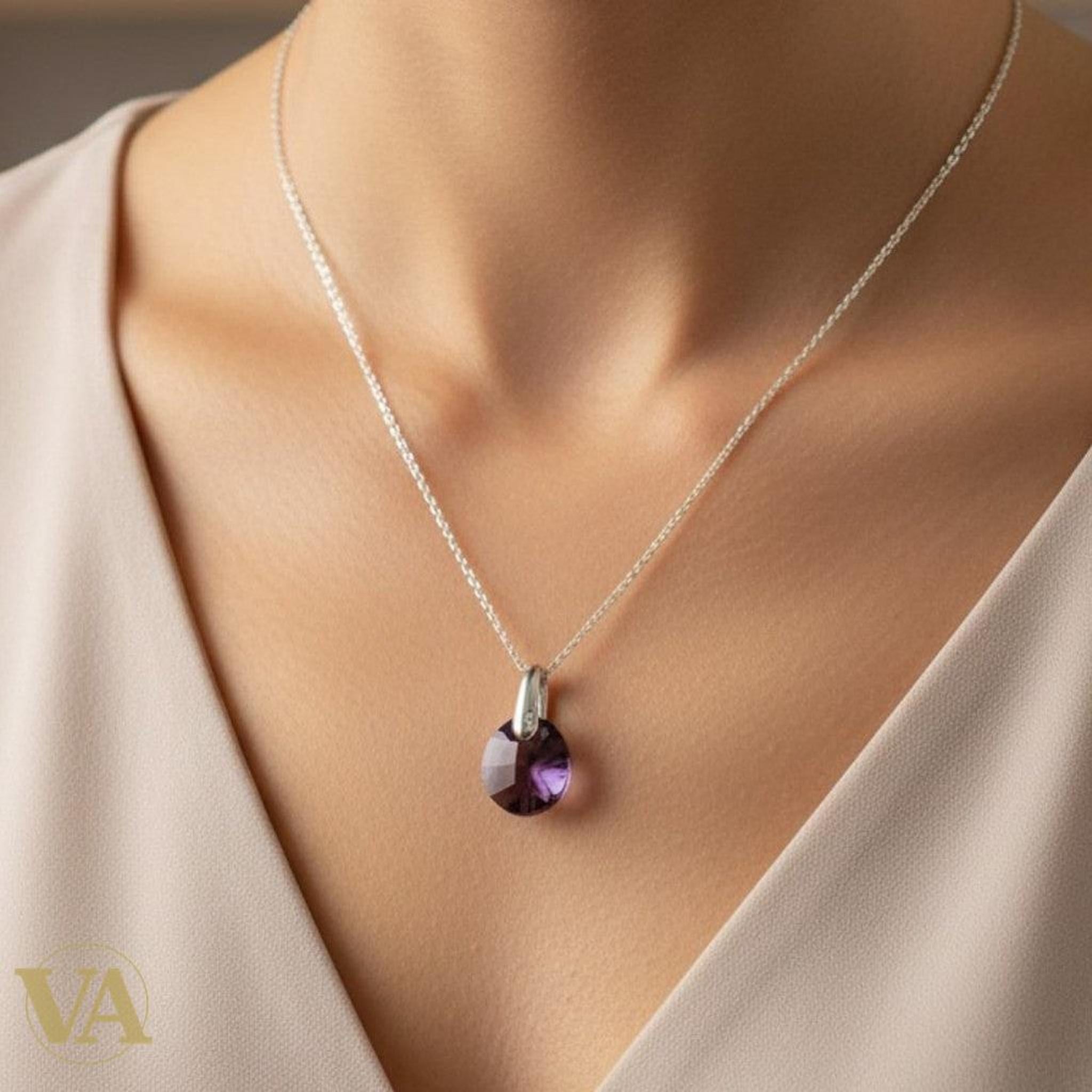 Collier Femme Améthyste Argent 925 - Pendentif Pierre Naturelle Violette - Argent 925 - Vindicta
