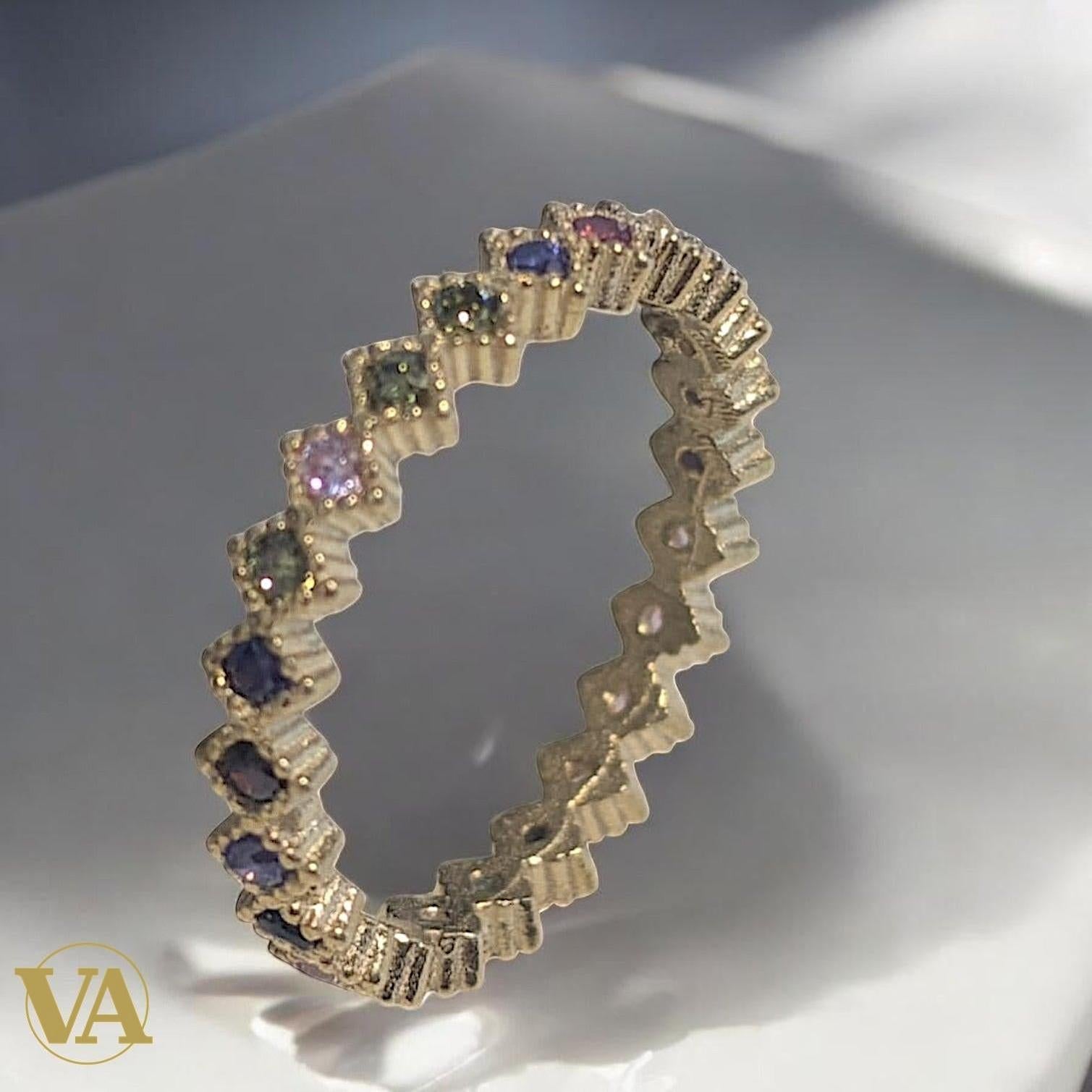 Bague femmes Argent Plaqué Or Oxydes Multicolores