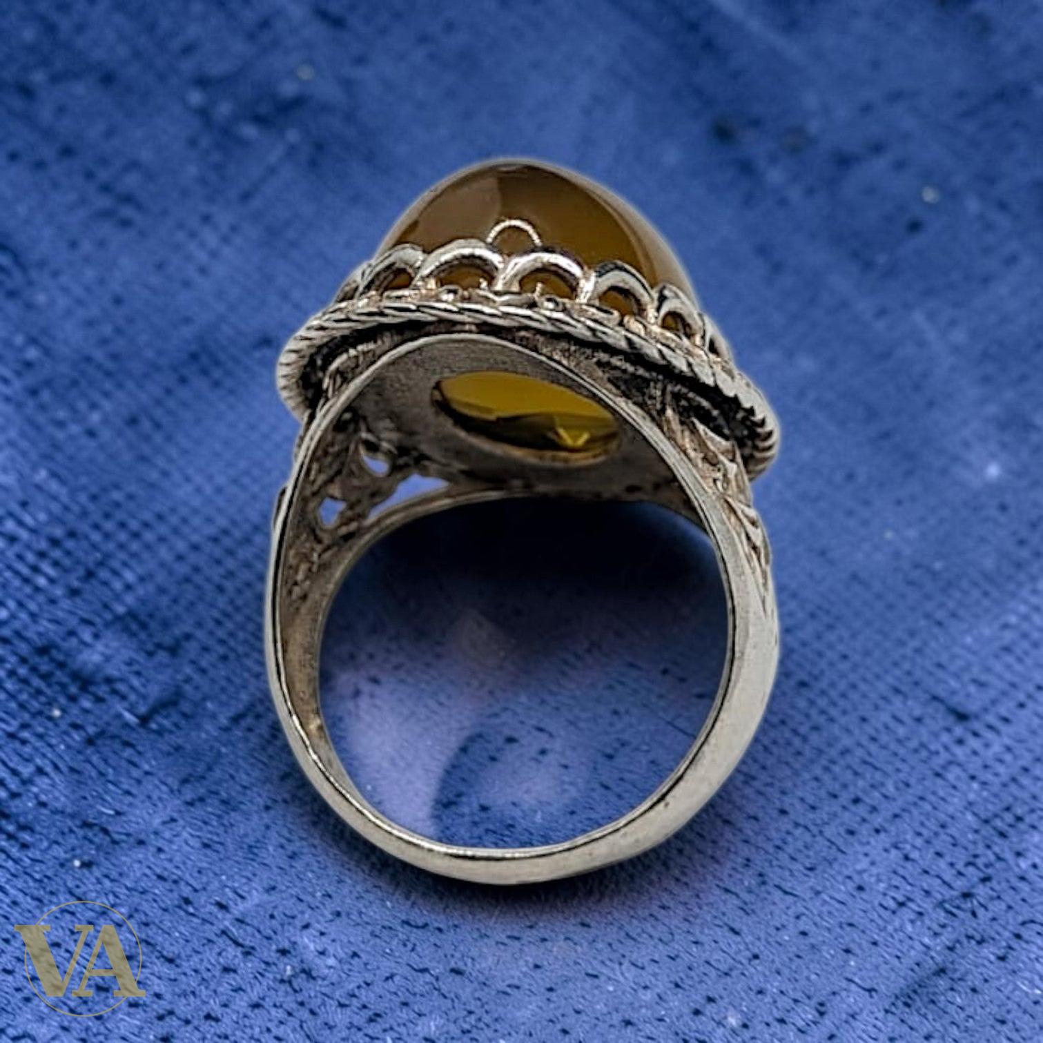 Bague Femme Argent 925 & Ambre – Cabochon Ovale Filigrane Tressé-Vindicta : Bijoux Argent 925 Massif, Luxe et Héritage