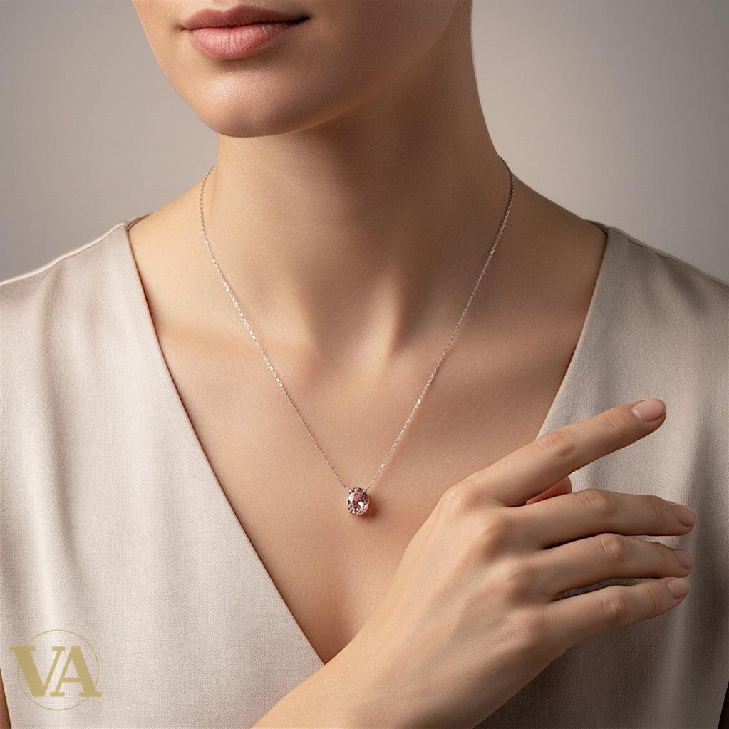 Collier Femme Argent 925 Améthyste Rose – Pendentif Solitaire-Vindicta : Bijoux Argent 925 Massif, Luxe et Héritage