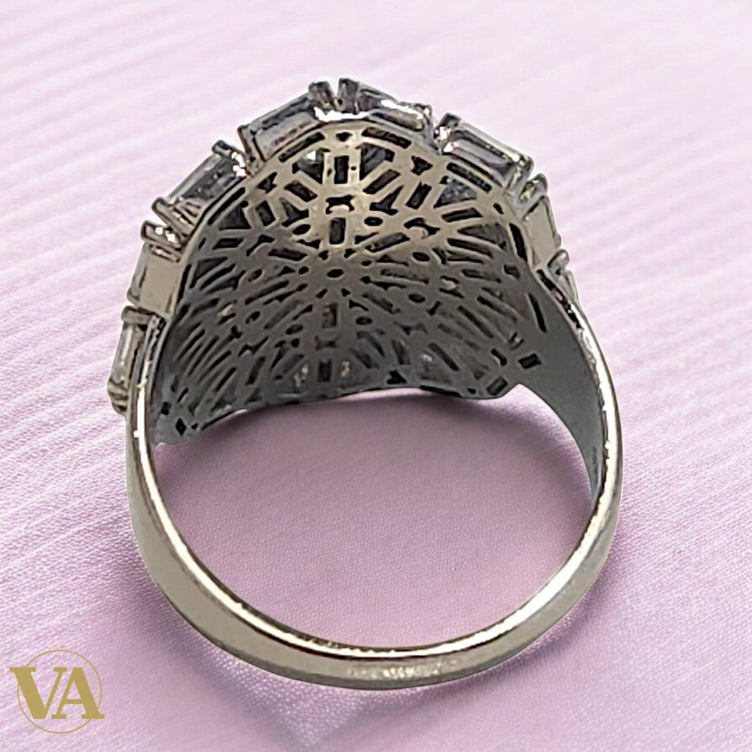 Bague Femme Argent 925 Pavée de Zirconiums – Design Joaillerie Étincelant | Bijoux Vindicta