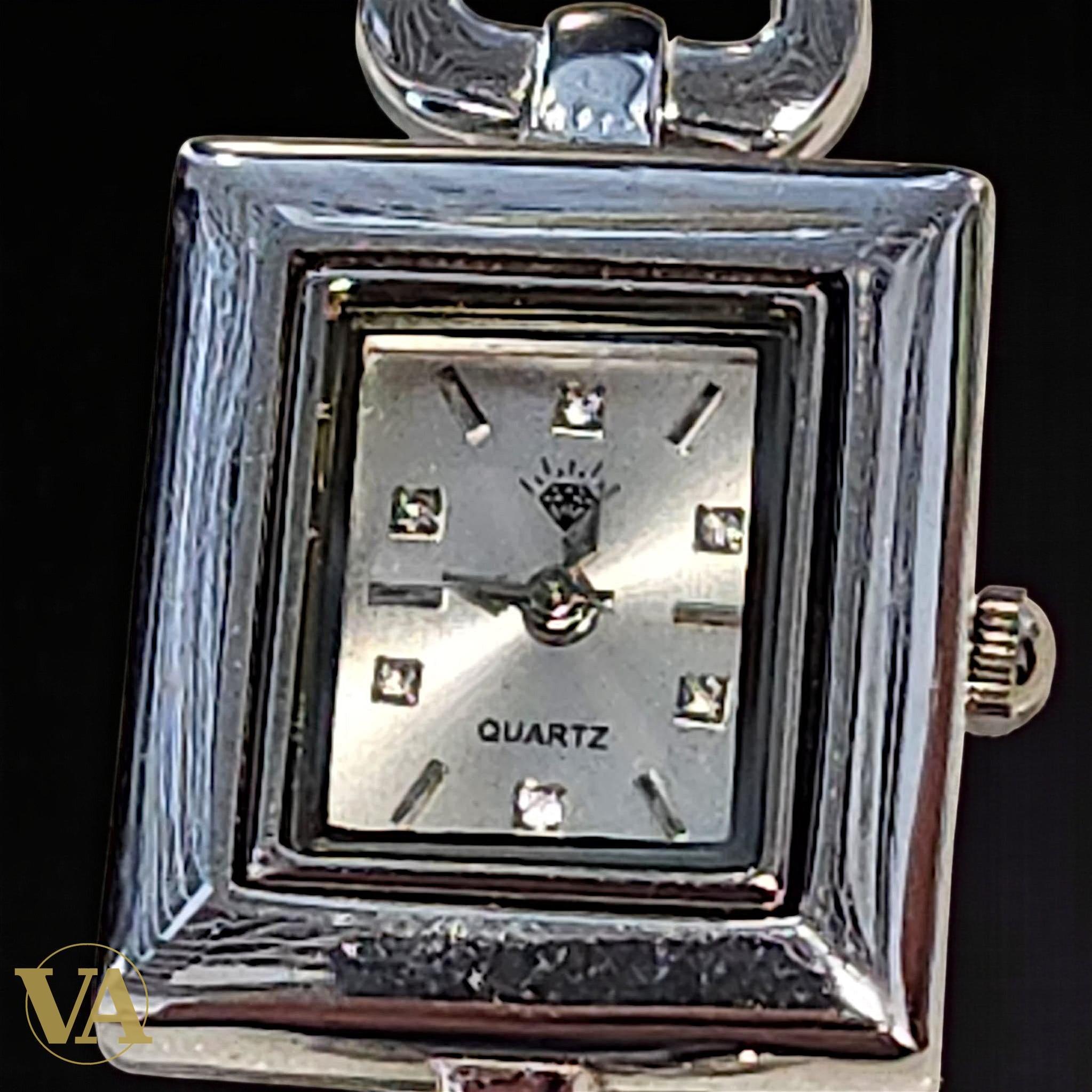 Montre Femme Argent 925 – Bracelet Cœurs & Cadran Carré Quartz