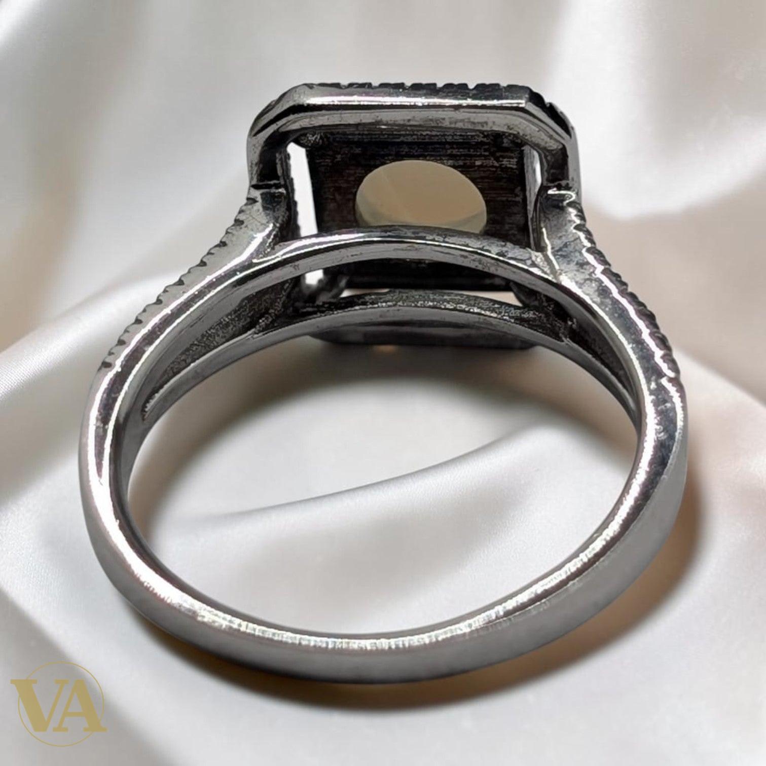 Bague Femme Argent 925 Opale Double Halo Zircons - Argent 925 - Vindicta