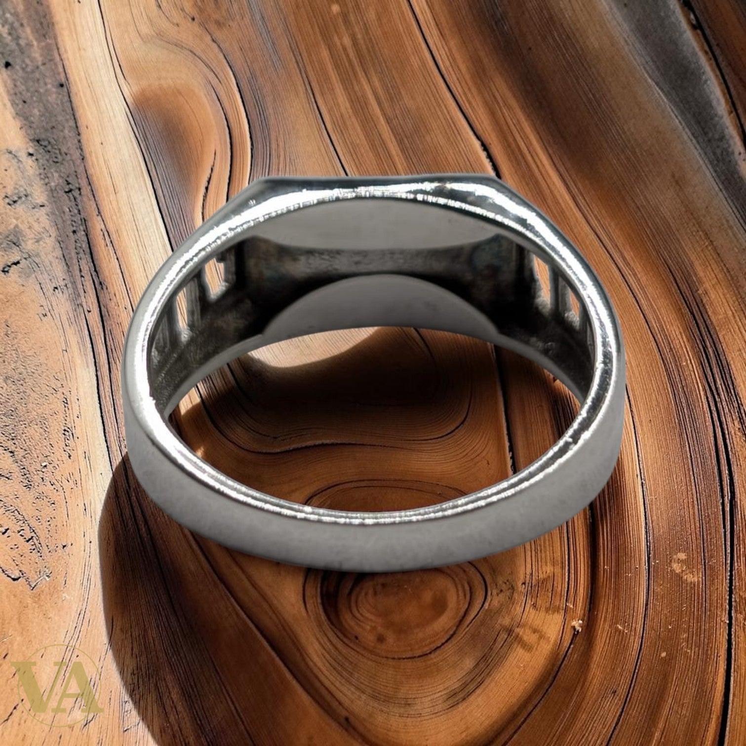 Chevalière Homme Argent 925 Onyx Noir Motif Ciselé Diagonale-Vindicta : Bijoux Argent 925 Massif, Luxe et Héritage