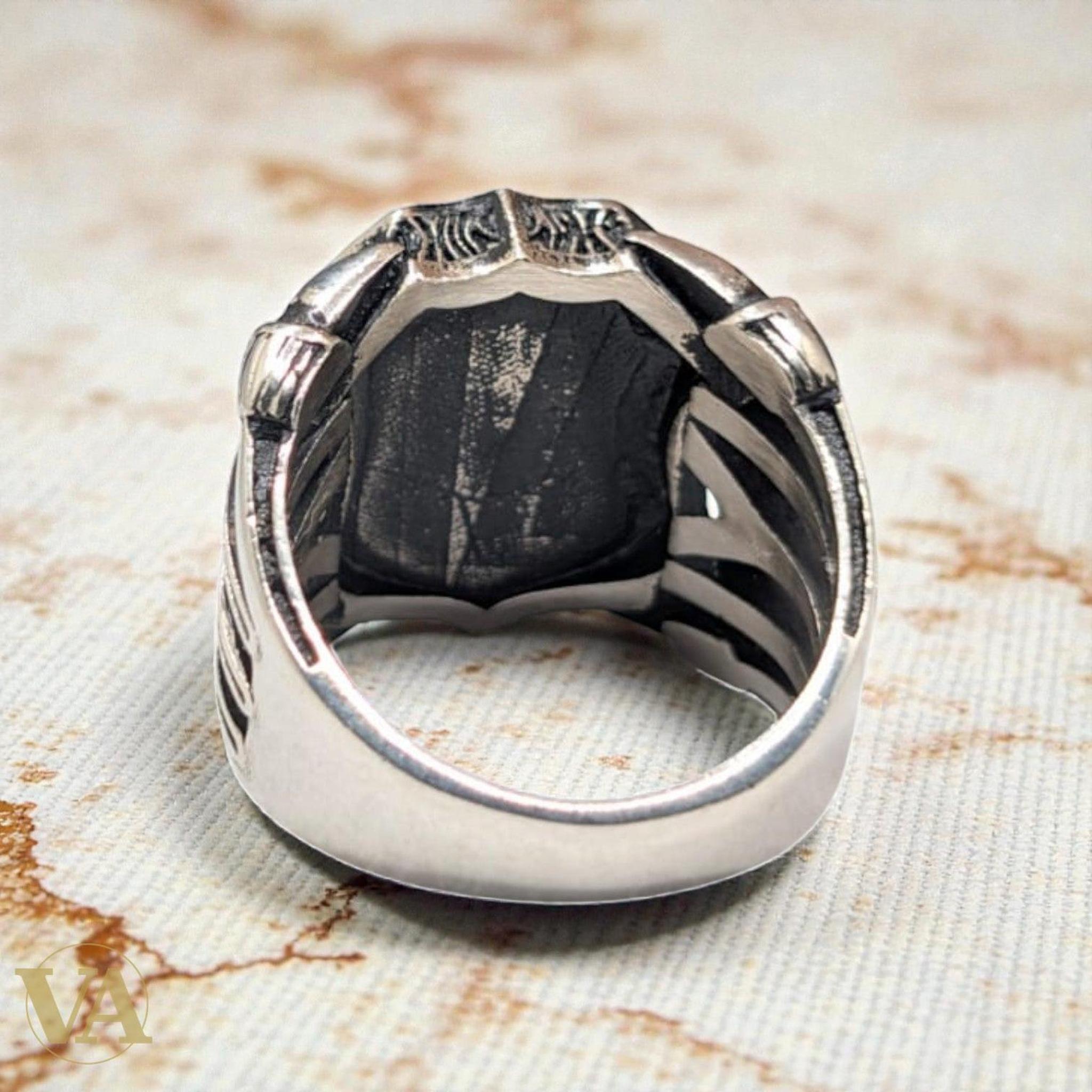 Bague homme argent 925 – Aigle Bicéphale Ottoman & Cornaline Rouge - Argent 925 - Vindicta