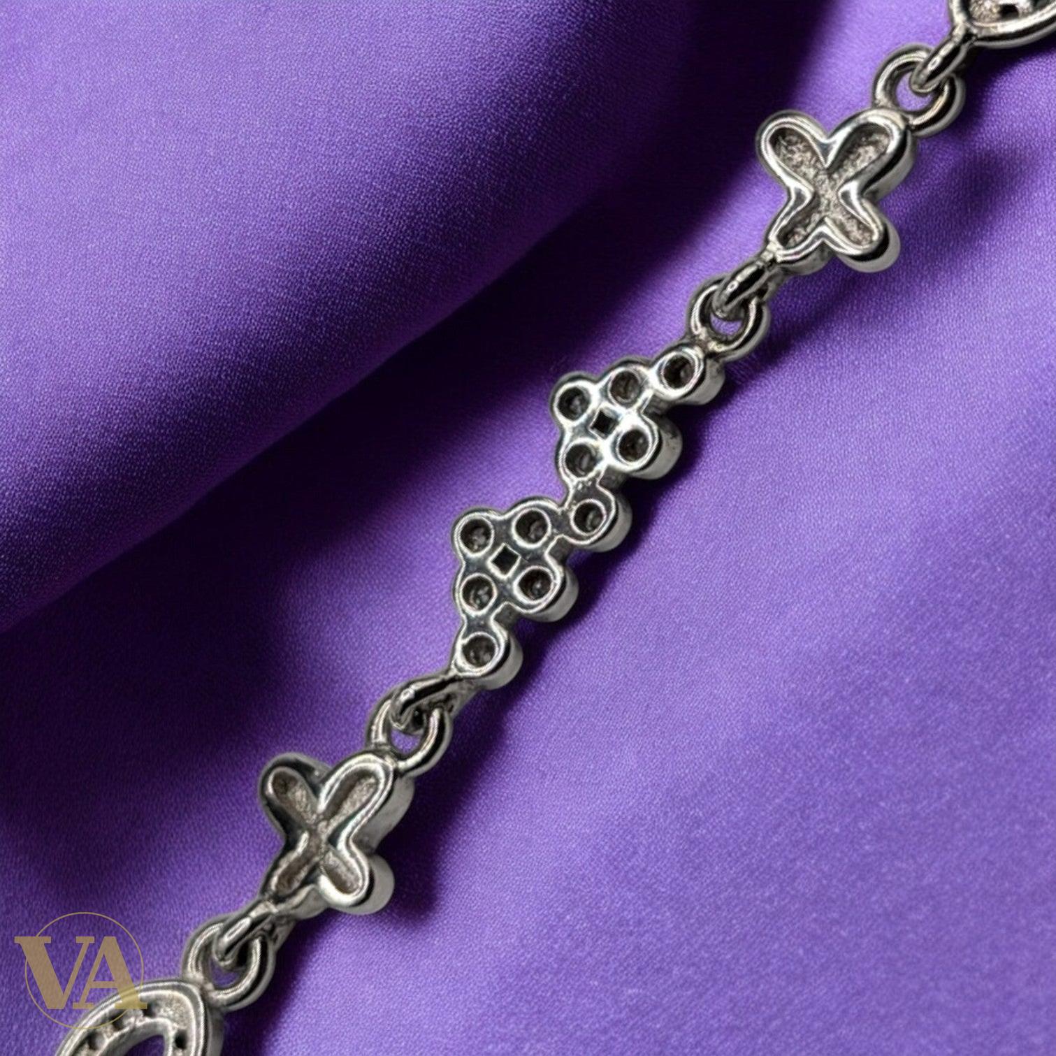 Bracelet argent 925 femme motifs navette oxydes zirconium