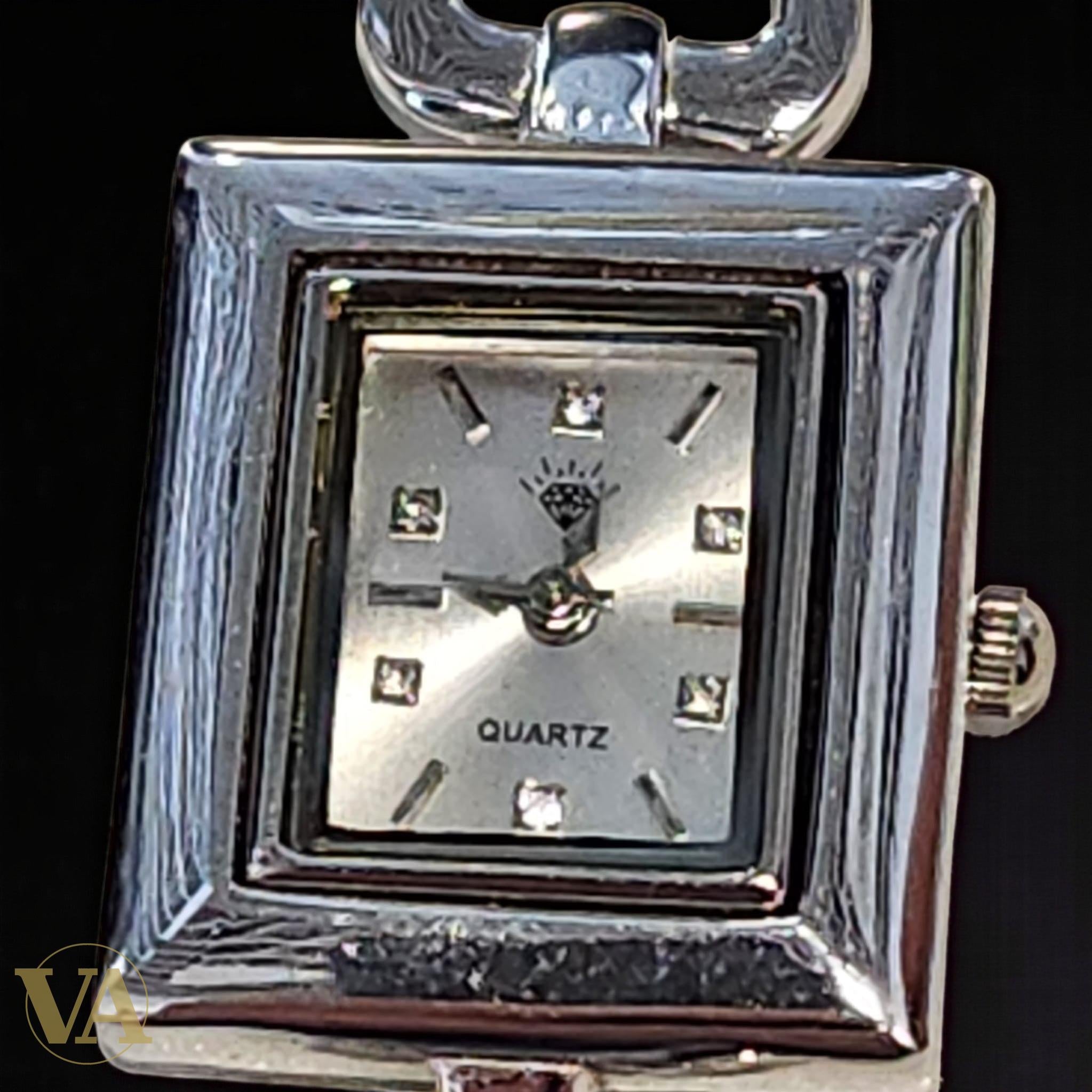 Montre Femme Argent 925 – Bracelet Cœurs & Cadran Carré Quartz