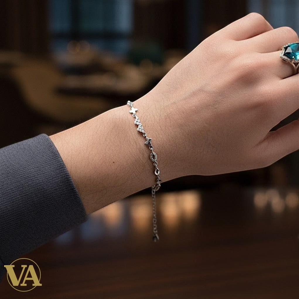 Bracelet argent 925 femme motifs navette oxydes zirconium | Bijoux Vindicta