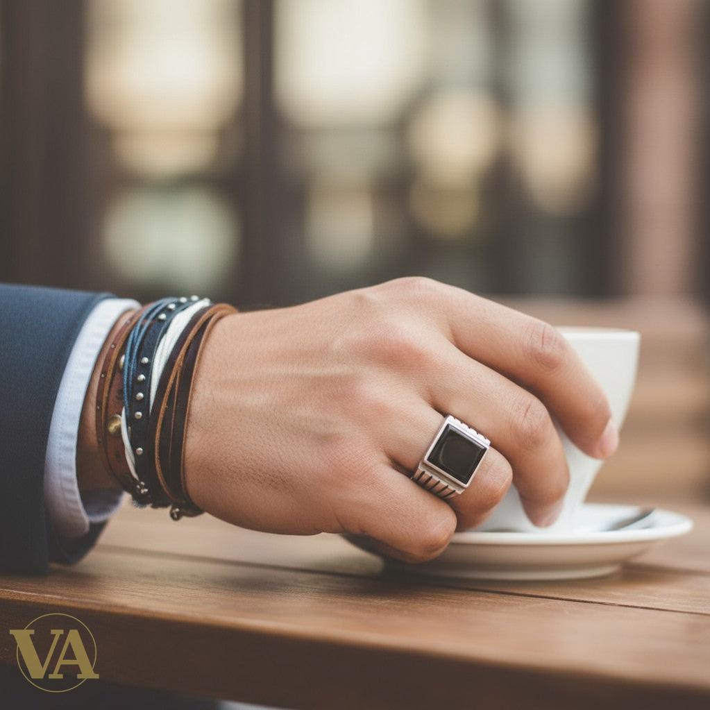 Bague Homme Argent 925 Nacre Grise – Style Moderne & Raffiné