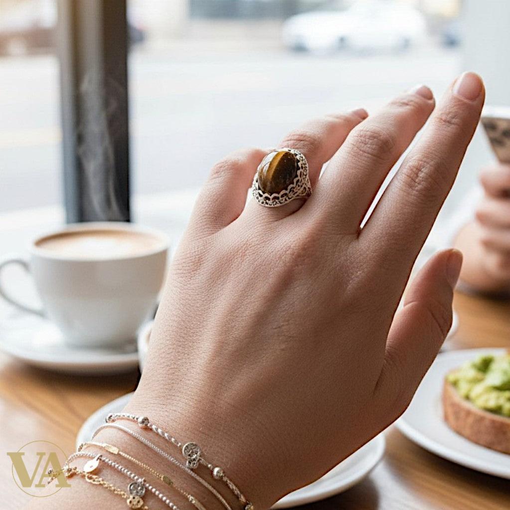 Bague Femme Argent 925 & Ambre – Cabochon Ovale Filigrane Tressé-Vindicta : Bijoux Argent 925 Massif, Luxe et Héritage