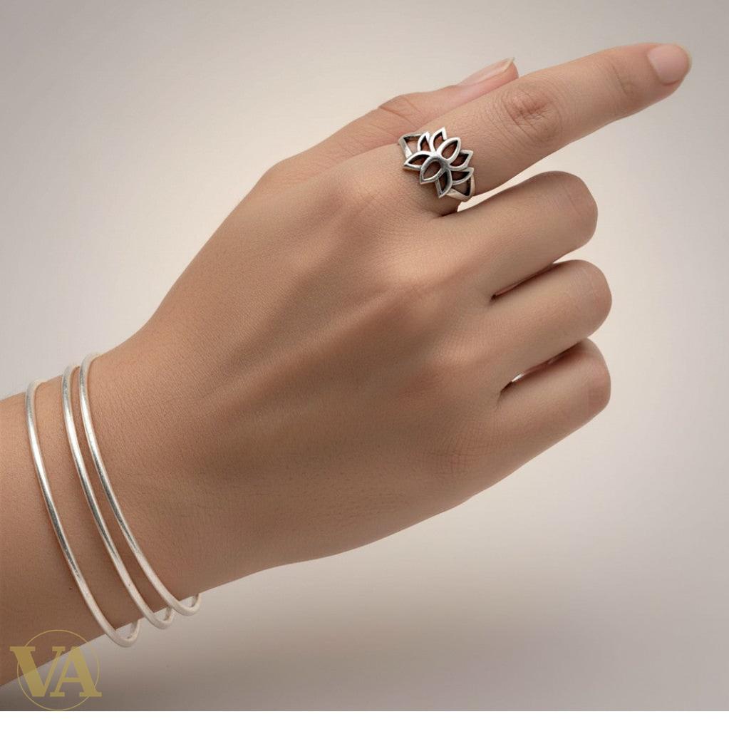 Bague femme argent 925 Lotus ajouré