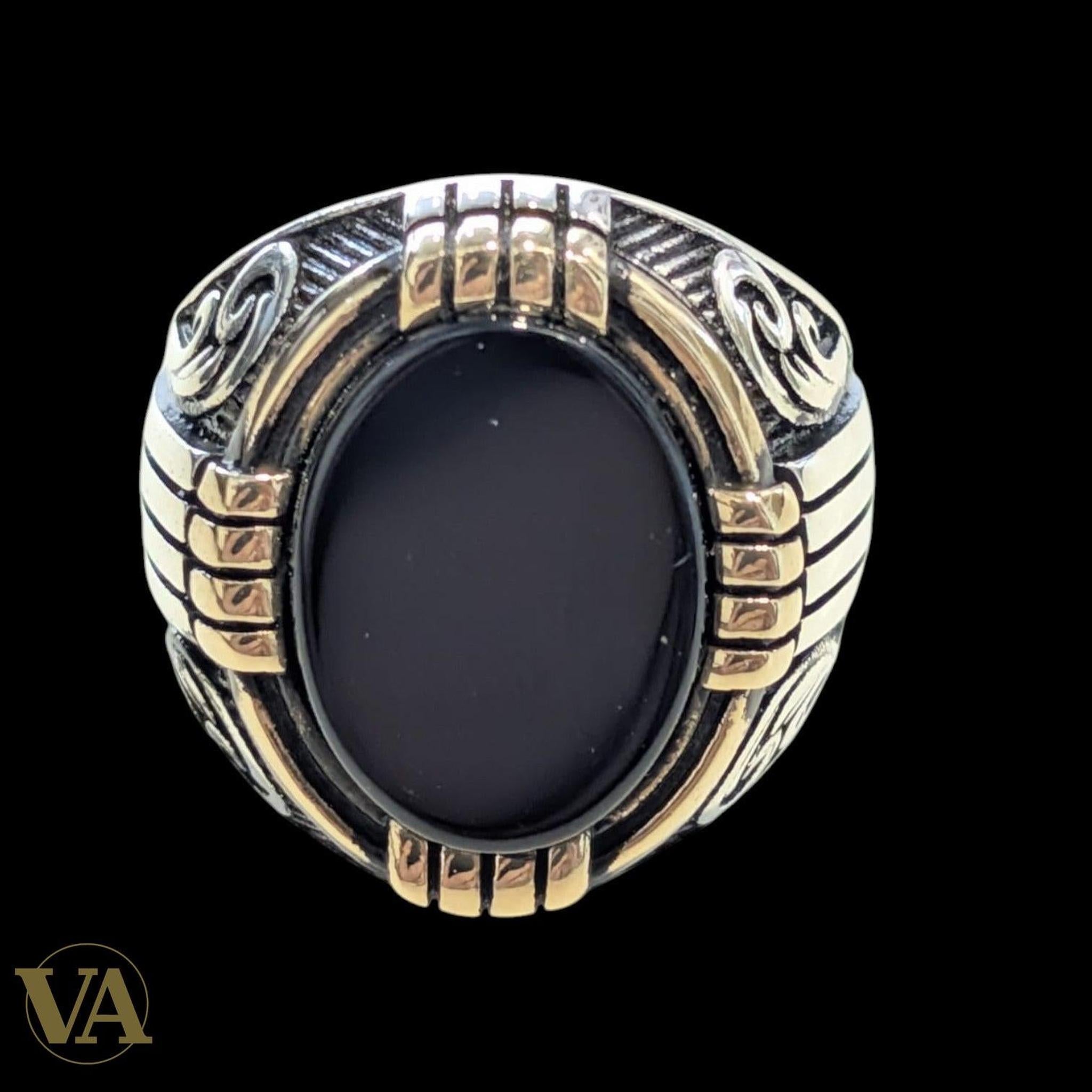 Bague Homme Onyx Noir – Argent 925 – Chevalière Ovale | Bijoux Vindicta