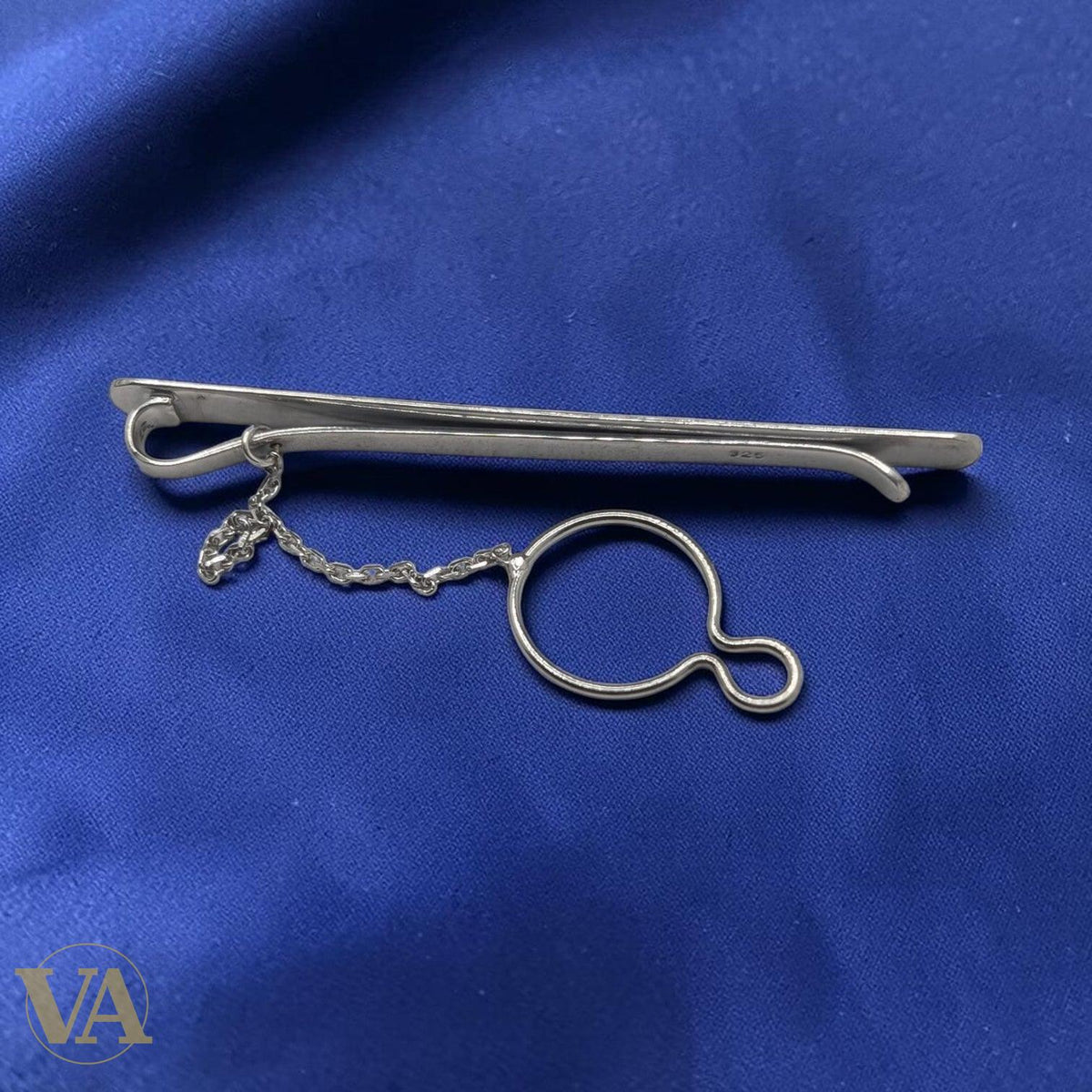 Pince à cravate homme argent 925 à motif diagonal et chaîne - Argent 925 - Vindicta