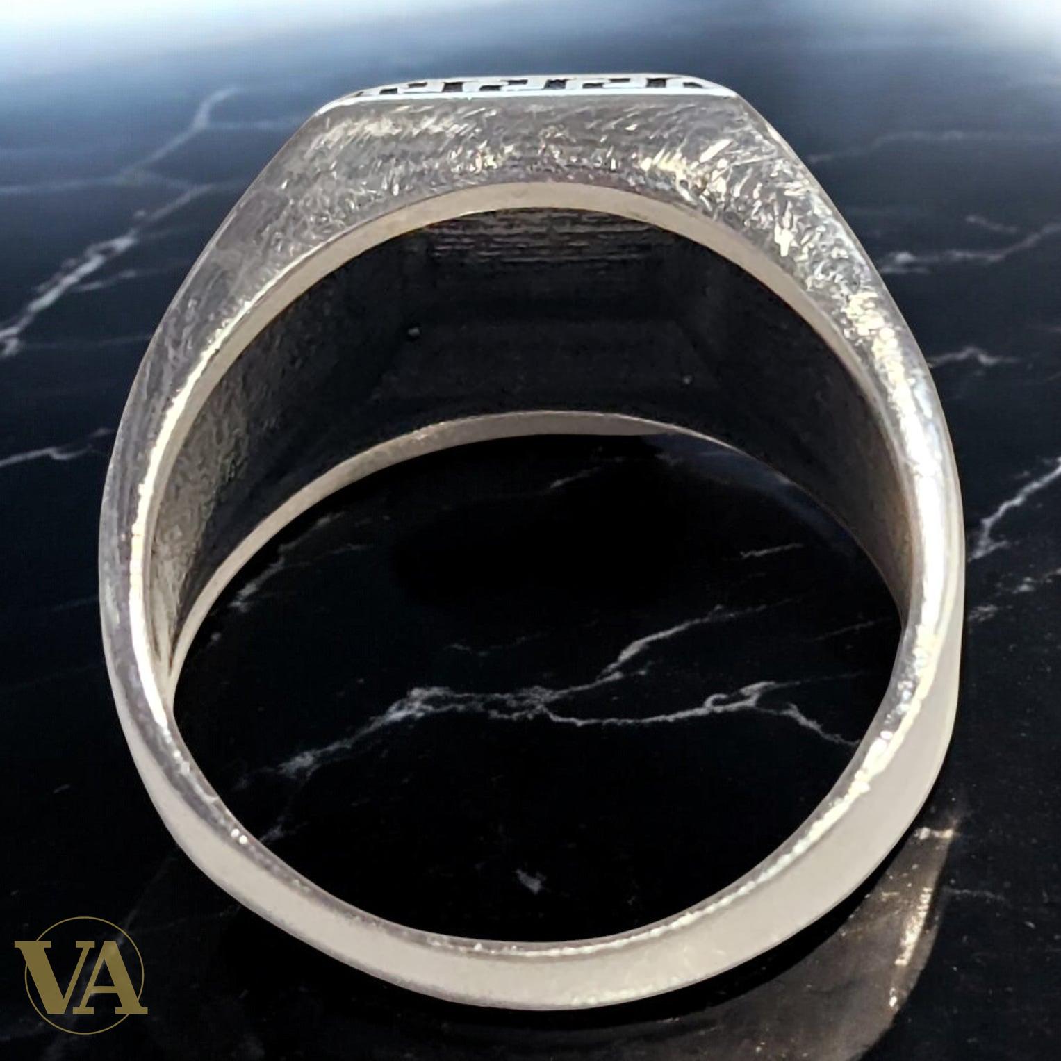 Bague homme argent 925 marcassite motif grec