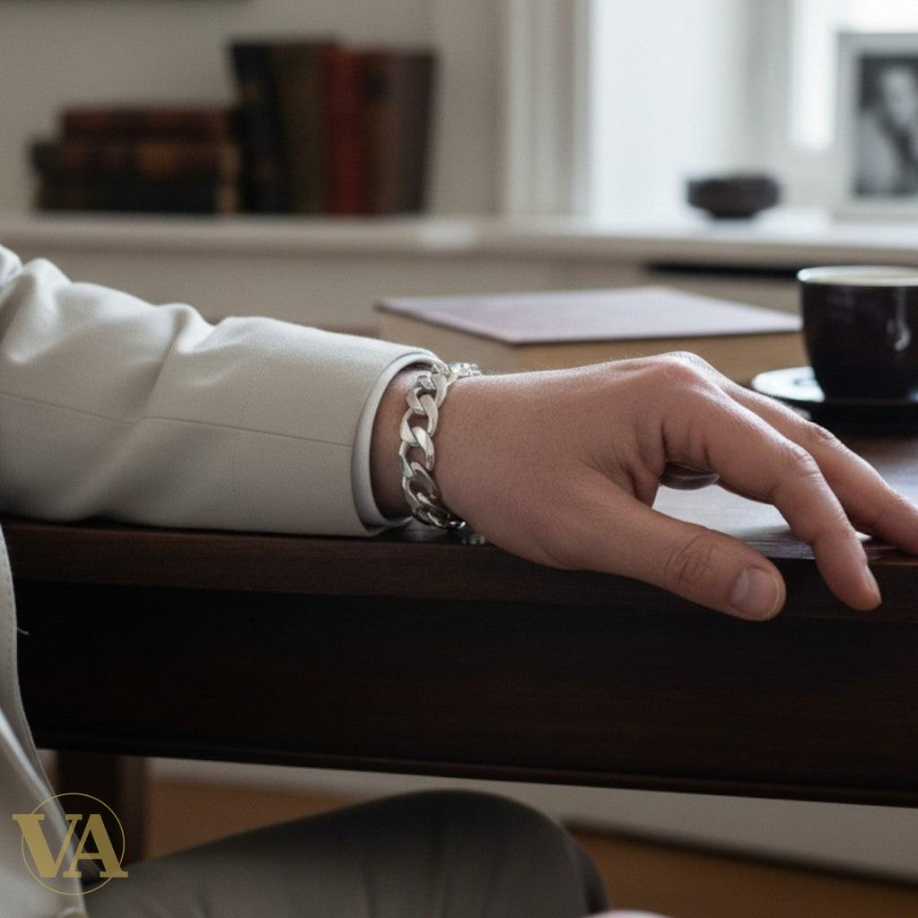 Bracelet Homme en Argent 925 – Maille Gourmette Large