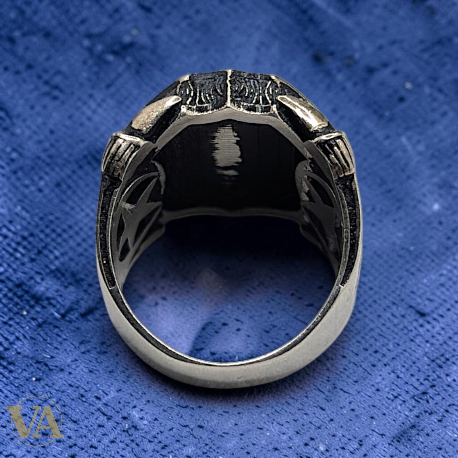 Chevalière Homme Argent 925 – Aigle Bicéphale Ottoman Plaqué Or & Onyx Noir | Bijoux Vindicta