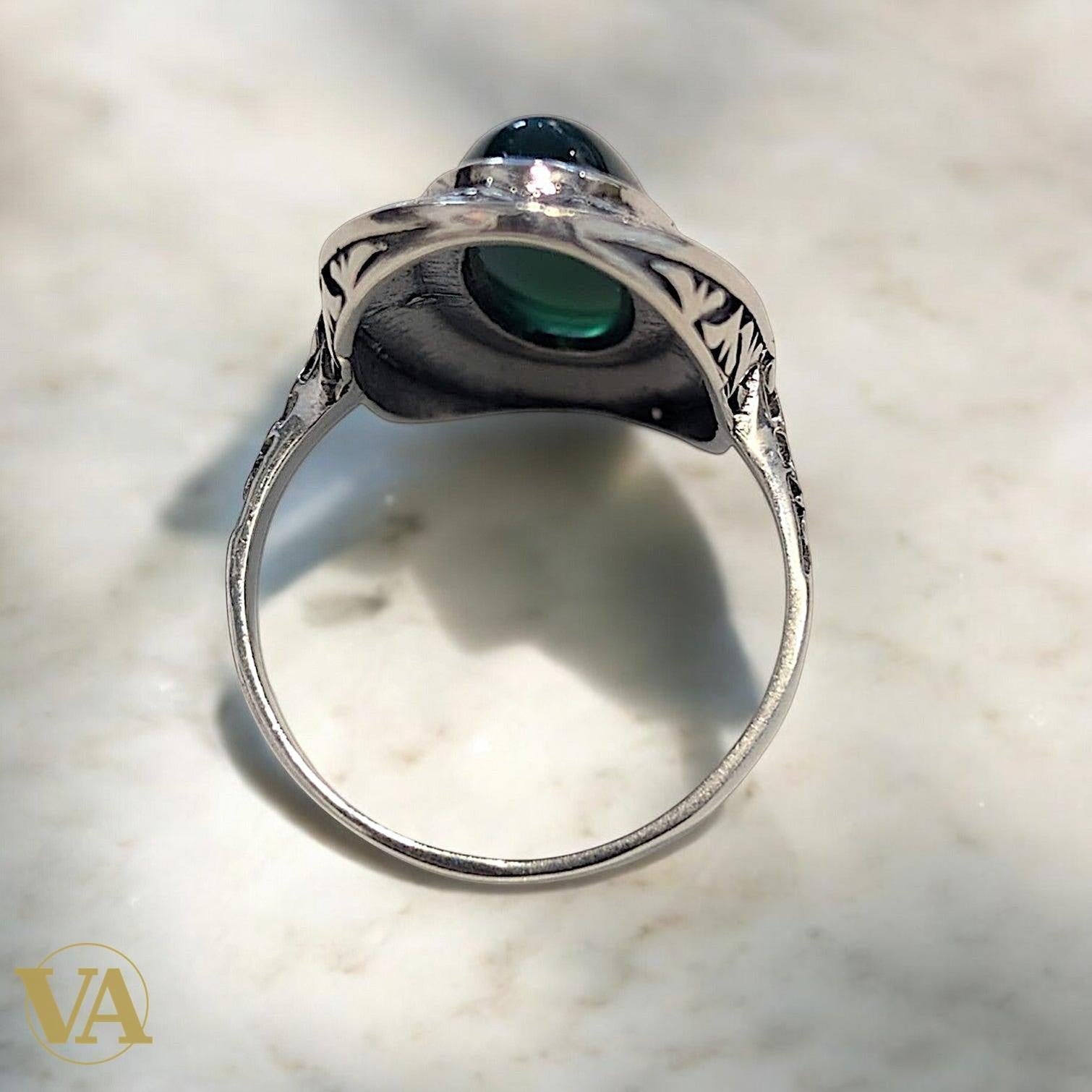 Bague femme Argent 925 Onyx Vert & Marcassites – Style Ottoman | Bijoux Vindicta
